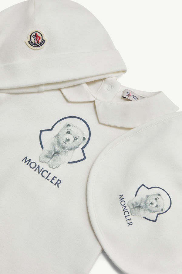 Teddy Bear Logo Cotton Set Gender Neutral White Moncler 1
