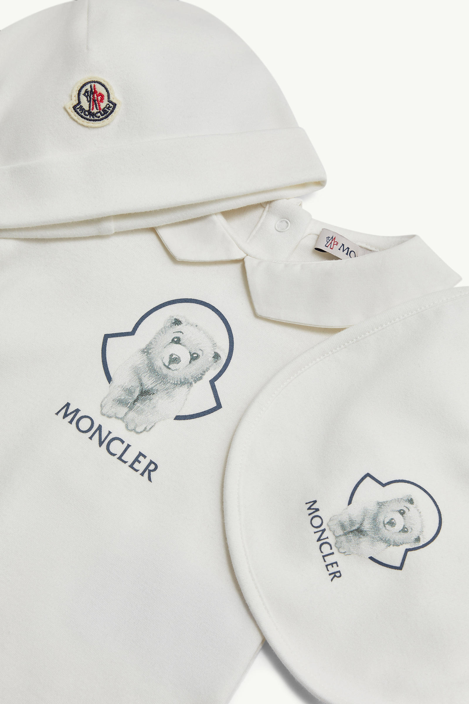 Teddy Bear Logo Cotton Set Gender Neutral White Moncler 1
