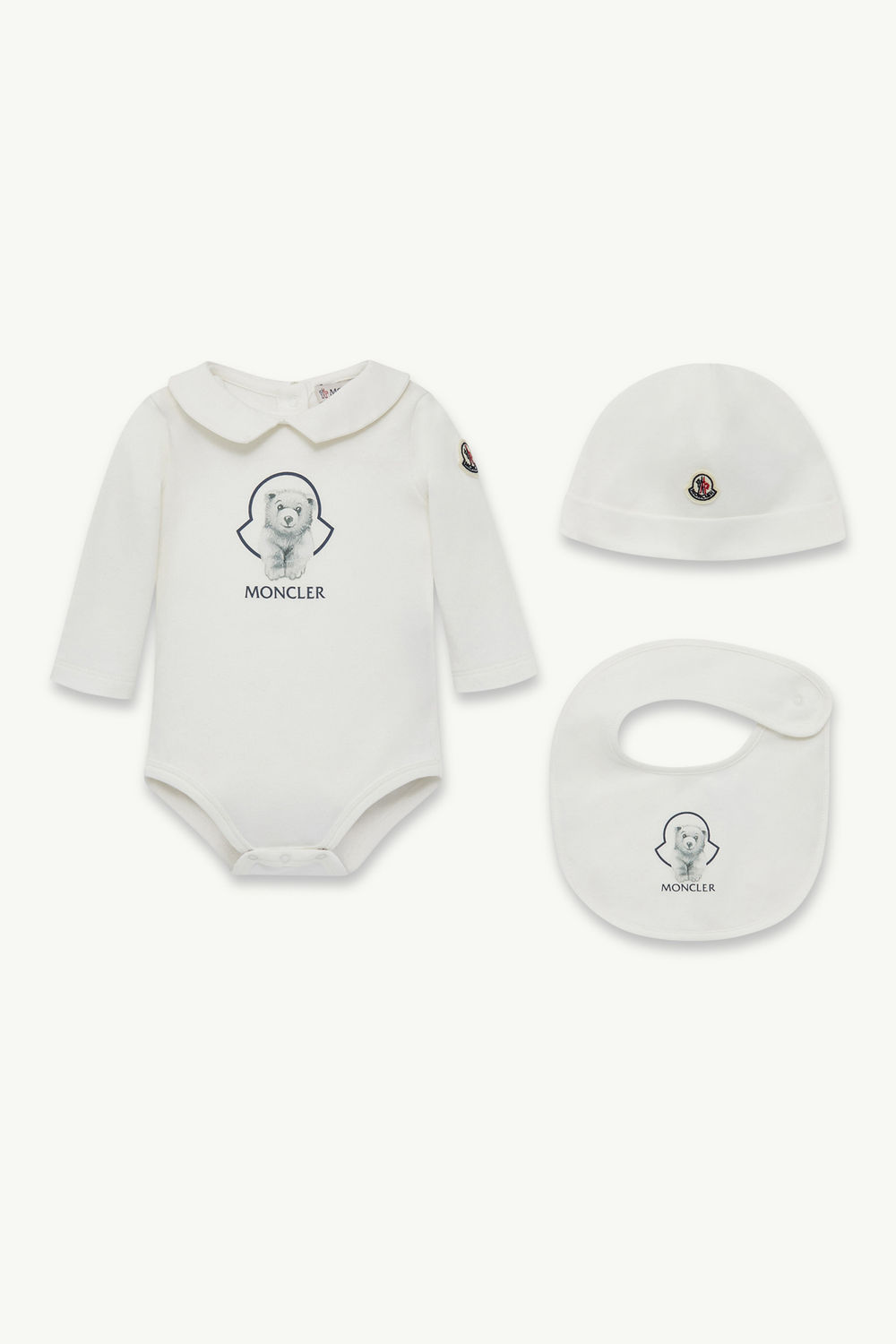 Teddy Bear Logo Cotton Set Gender Neutral White Moncler 0