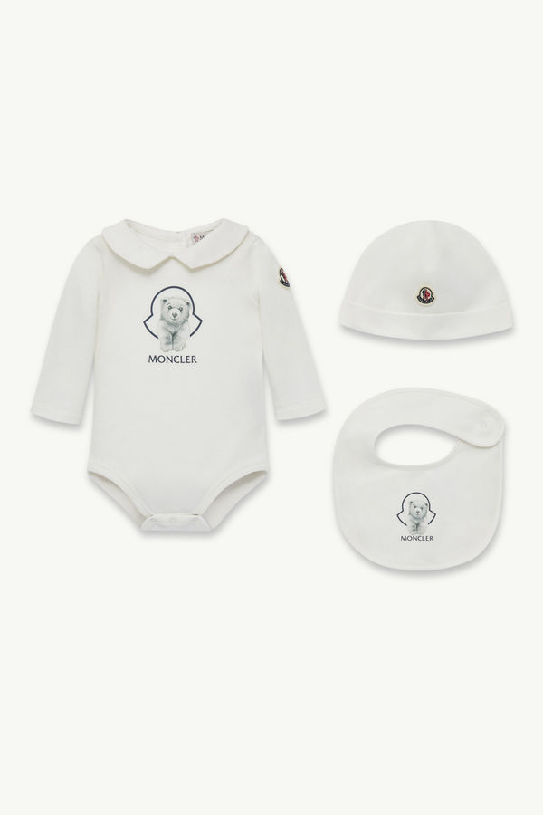 Teddy Bear Logo Cotton Set Gender Neutral White Moncler 0