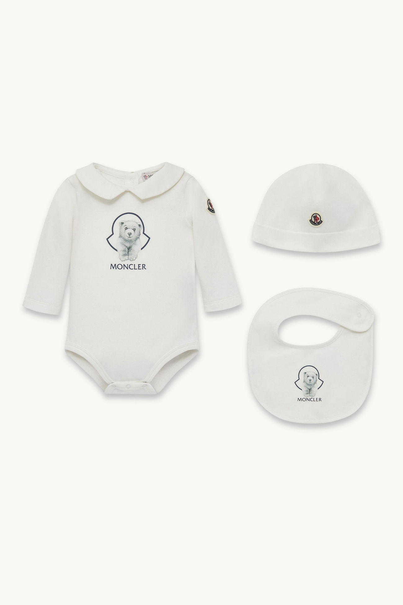婴儿泰迪熊标识棉质套装 中性 白色 Moncler 0