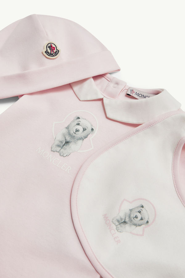 Ensemble en coton à logo ours en peluche Fille Rose Clair Moncler 1