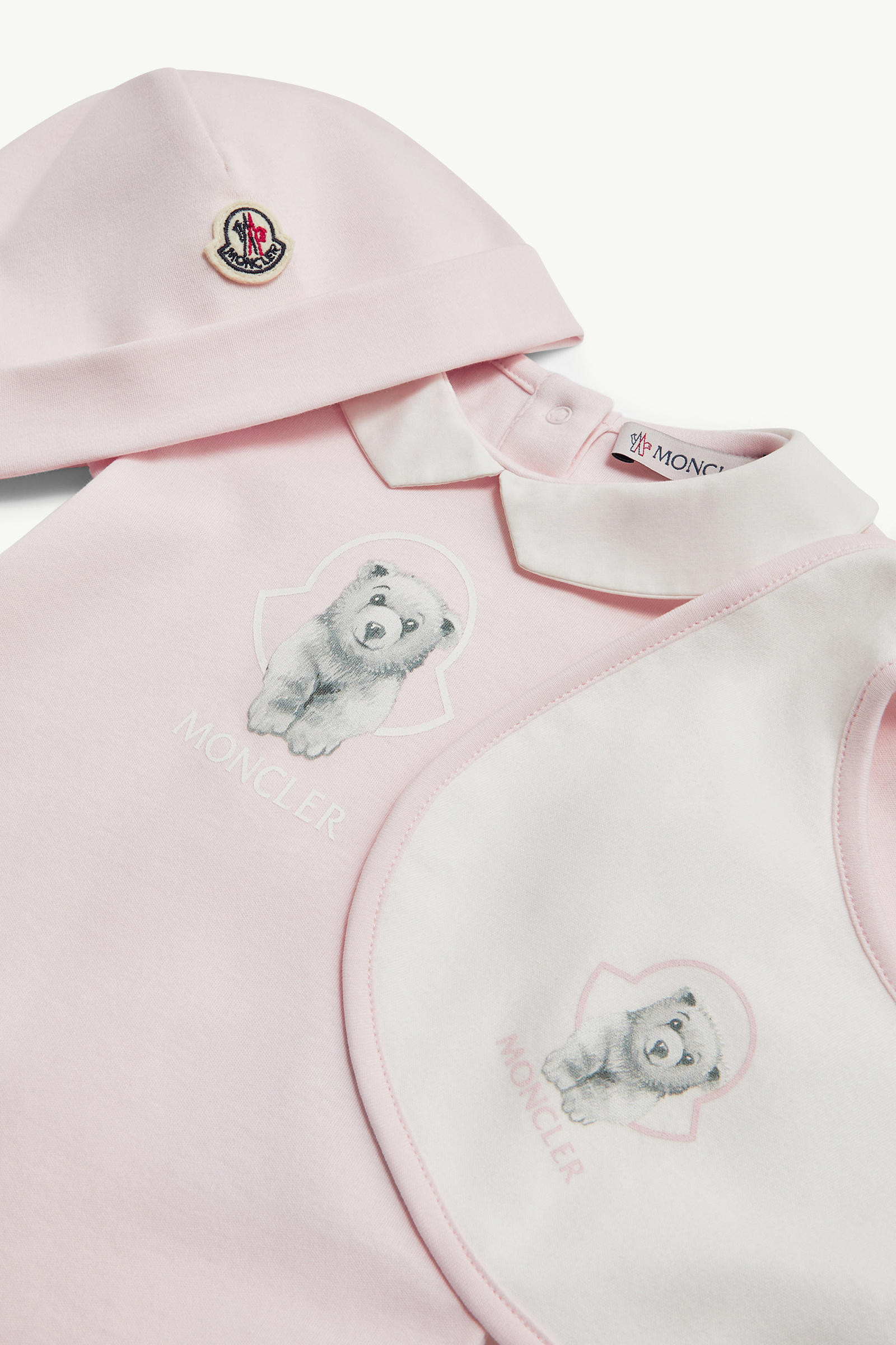 Teddy Bear Logo Cotton Set Girl Light Pink Moncler 1