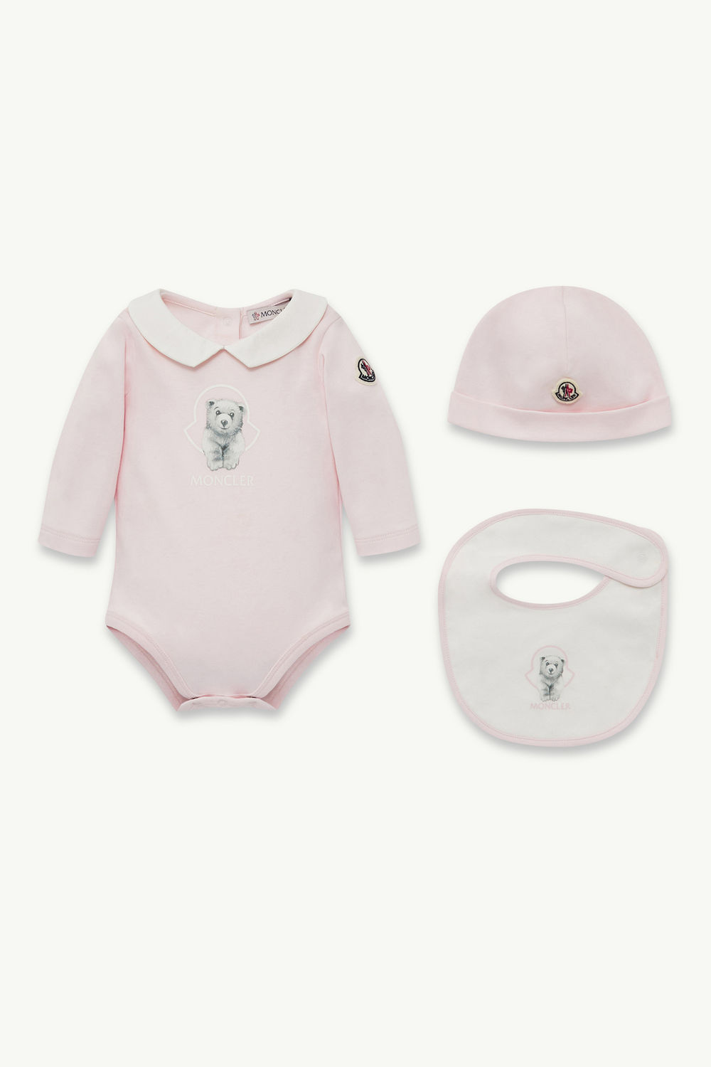 Teddy Bear Logo Cotton Set Girl Light Pink Moncler 0