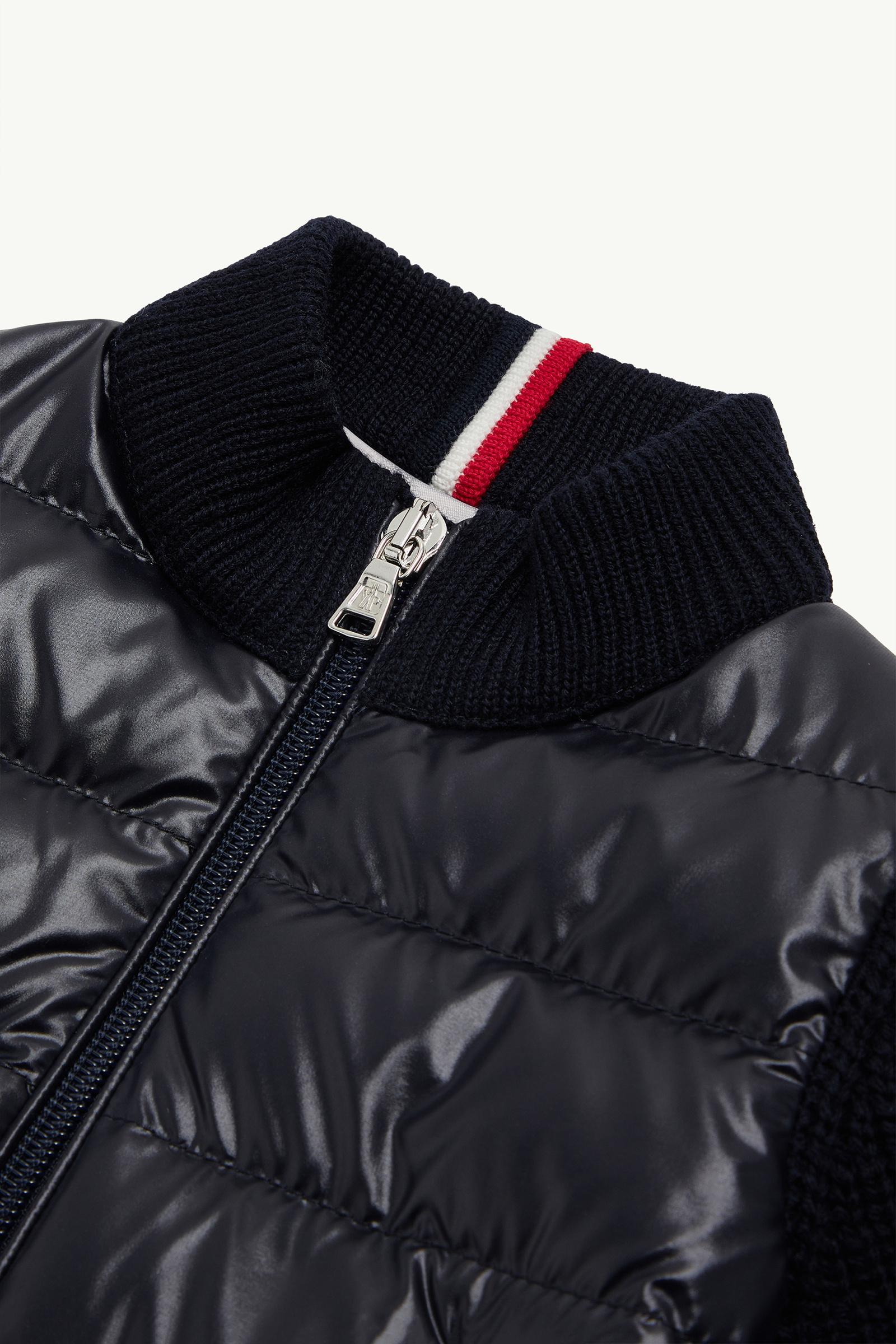 Padded Wool Zip-Up Cardigan Boy Navy Blue Moncler 1