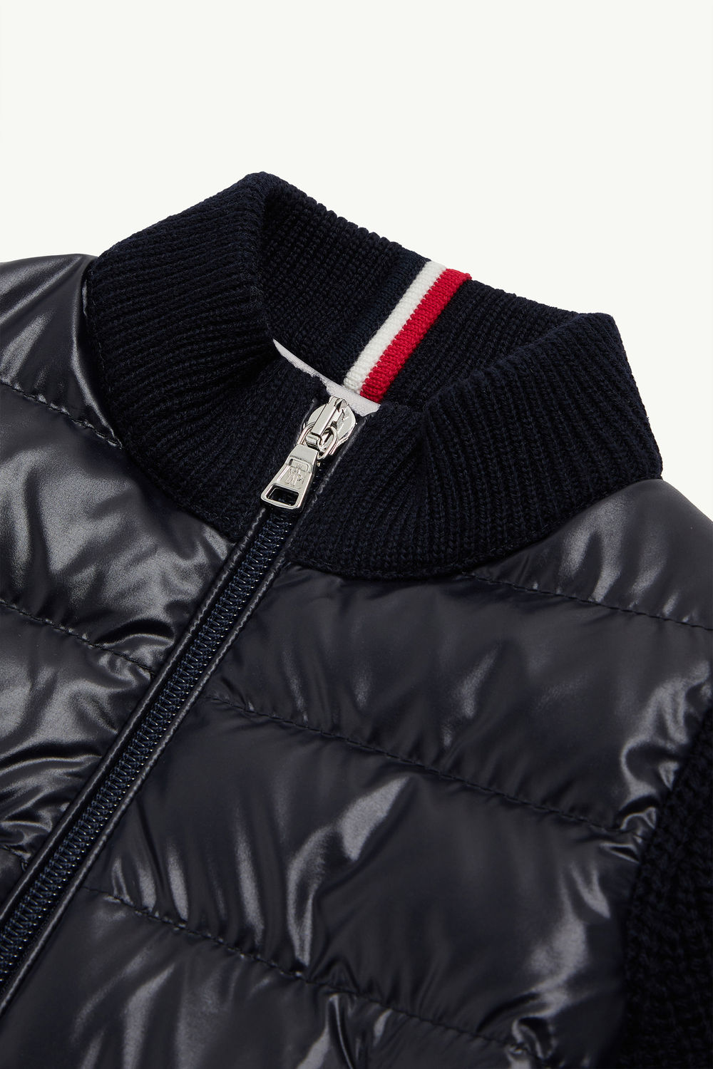 Padded Wool Zip-Up Cardigan Boy Navy Blue Moncler 1