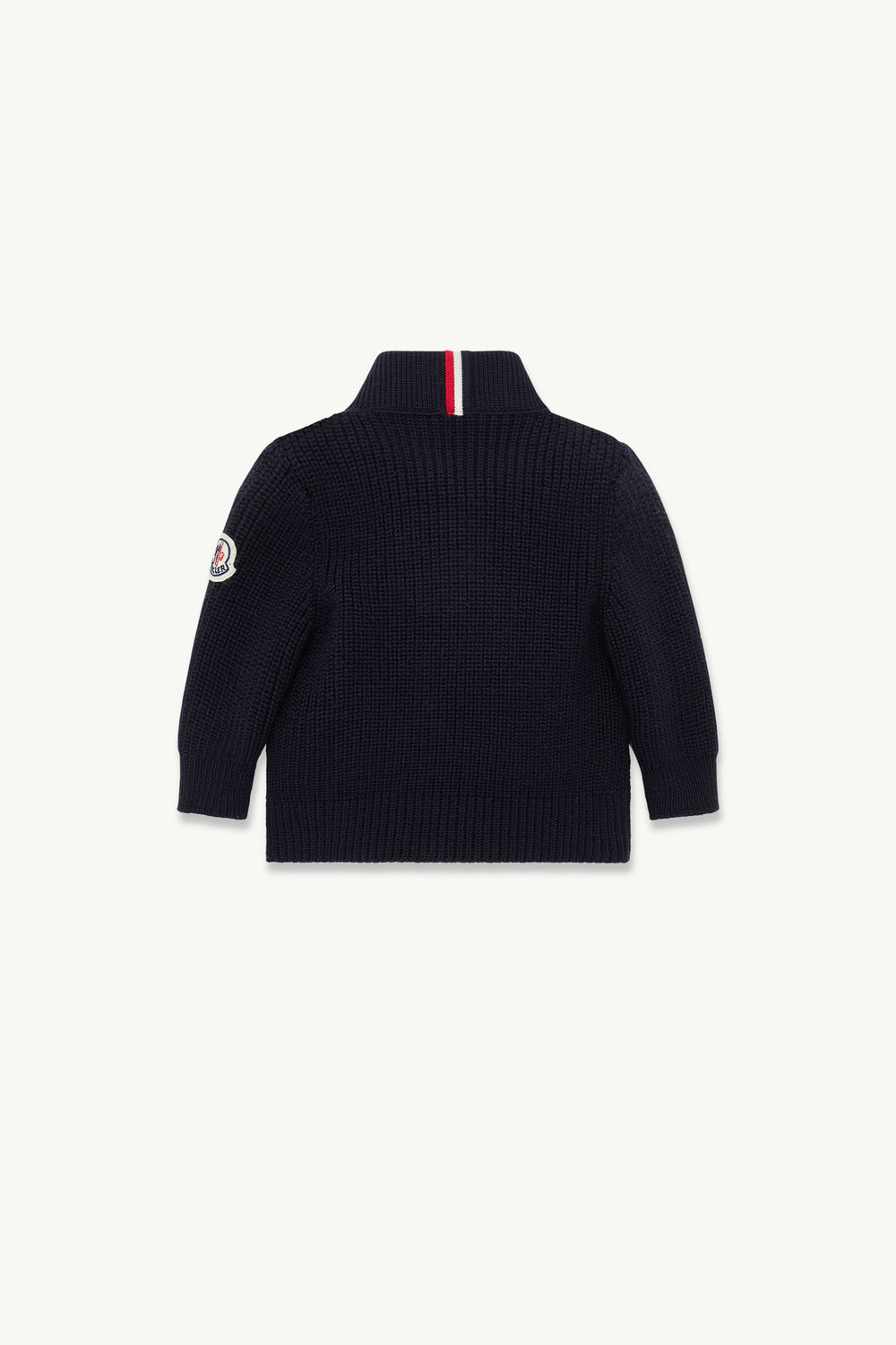 Padded Wool Zip-Up Cardigan Boy Navy Blue Moncler 2