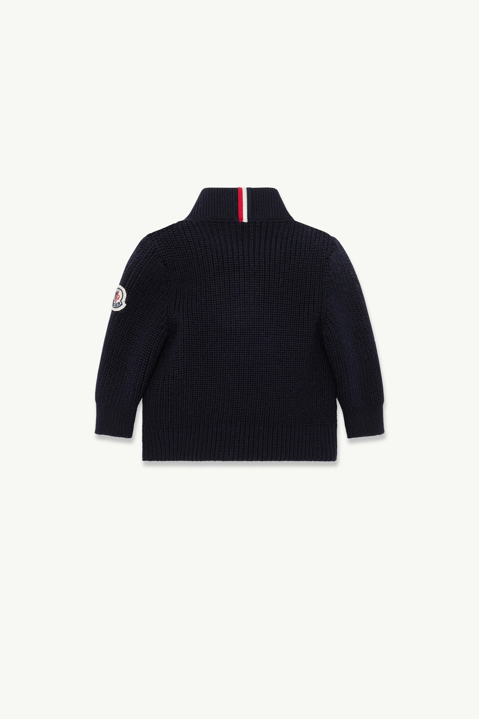 Padded Wool Zip-Up Cardigan Boy Navy Blue Moncler 2