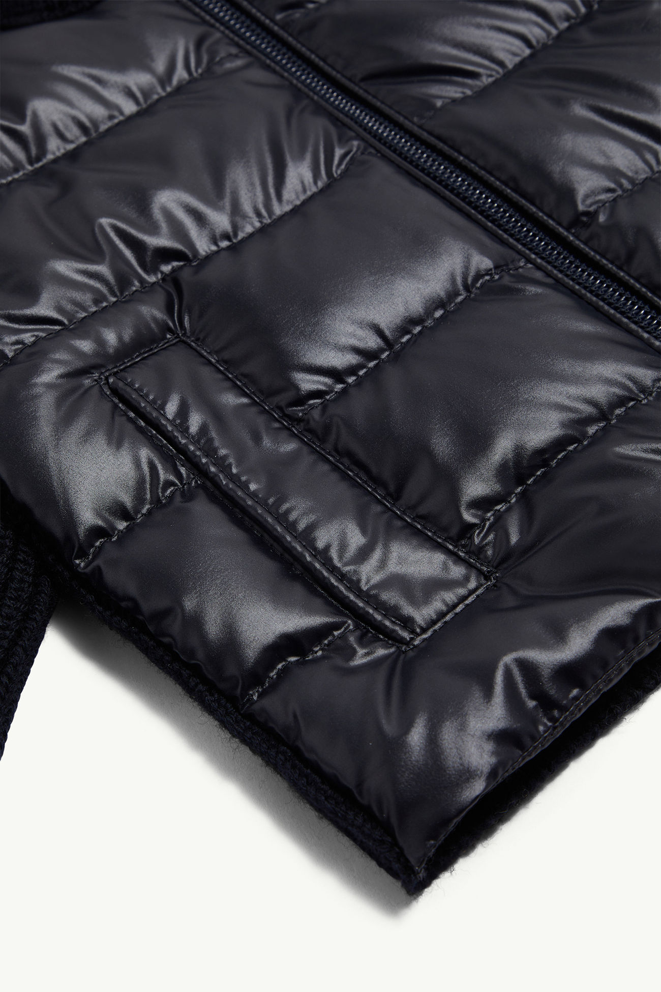 Padded Wool Zip-Up Cardigan Boy Navy Blue Moncler 3