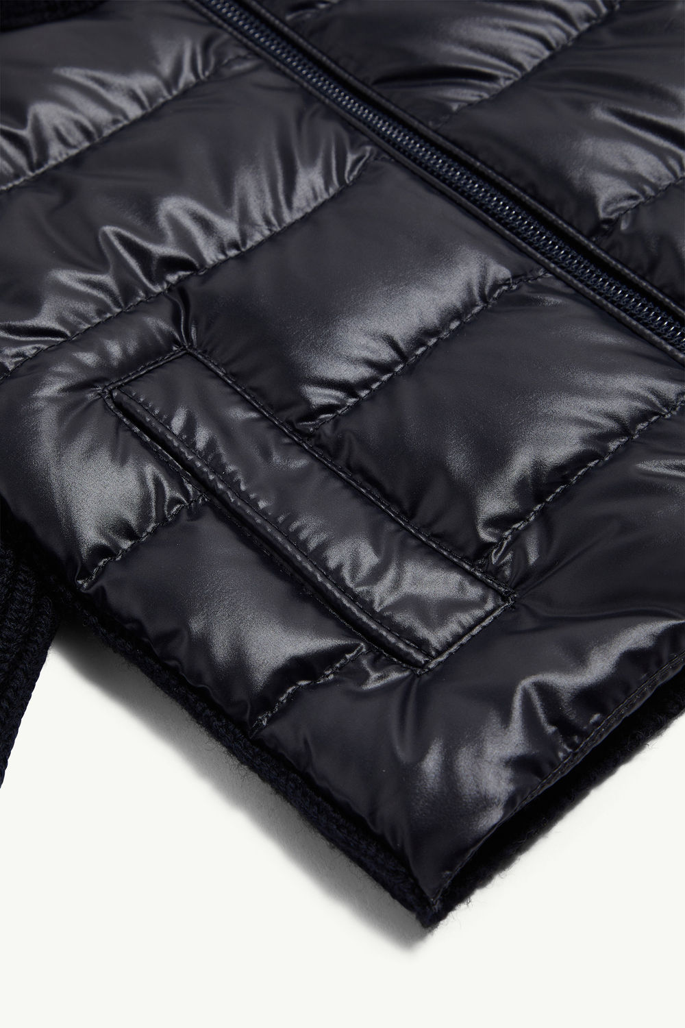 Wattierte Strickjacke aus Wolle mit Reißverschluss Jungen Navyblau Moncler 3