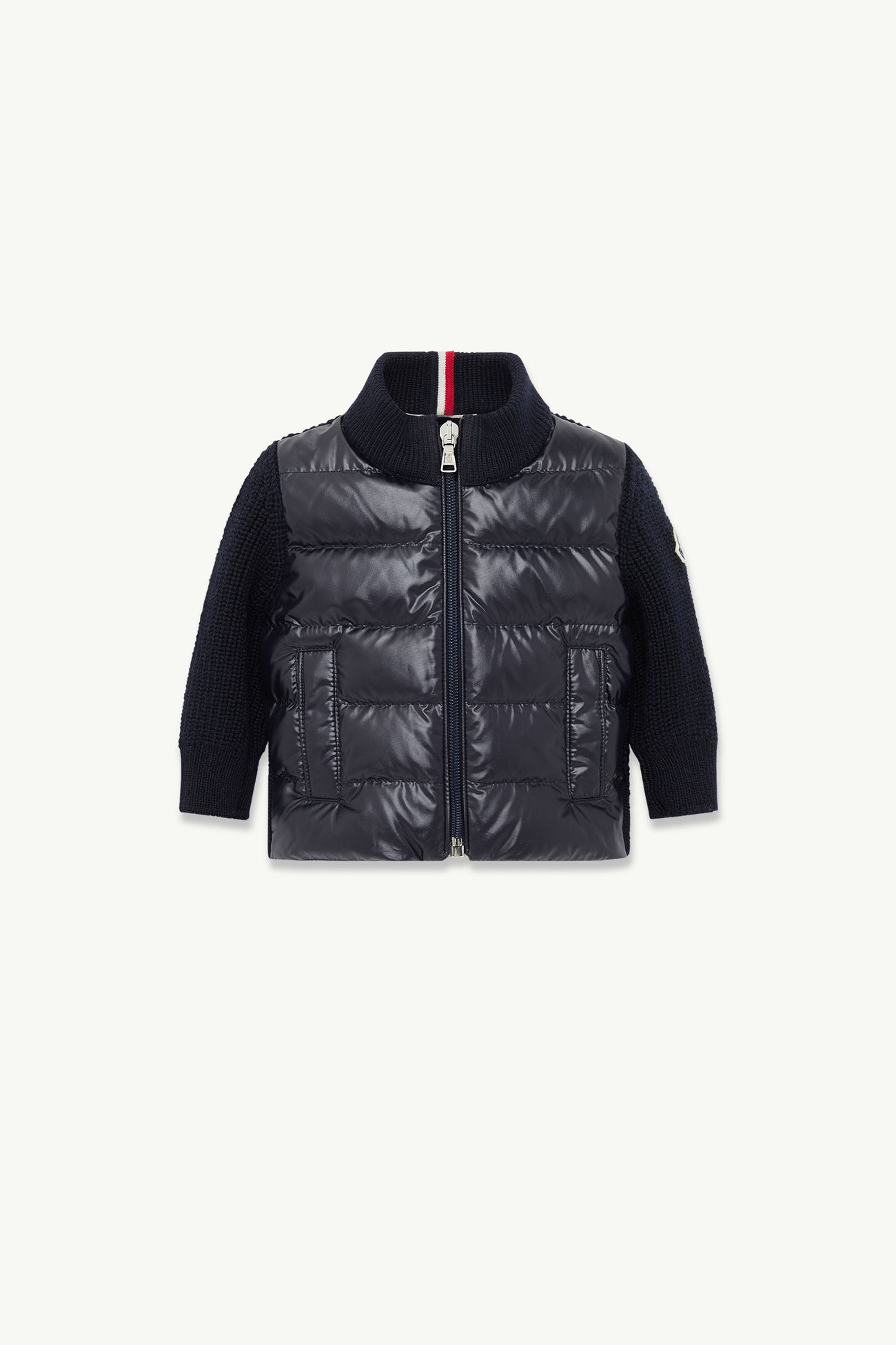 夾層羊毛拉鏈開襟毛衣 男童 海軍藍色 Moncler 0