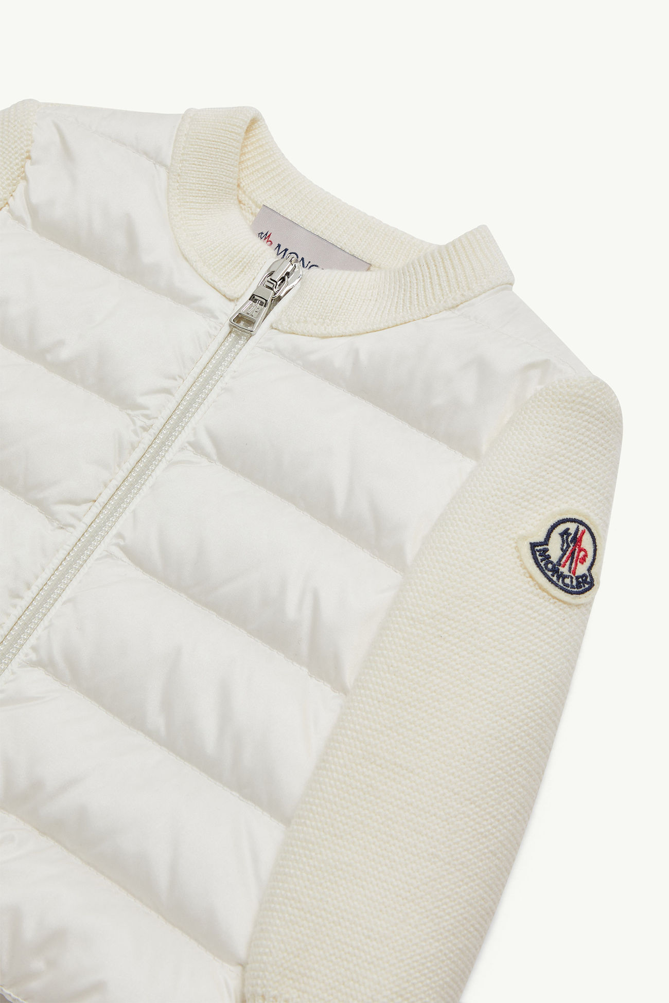 Cardigan zippé matelassé en laine Fille Blanc Moncler 1