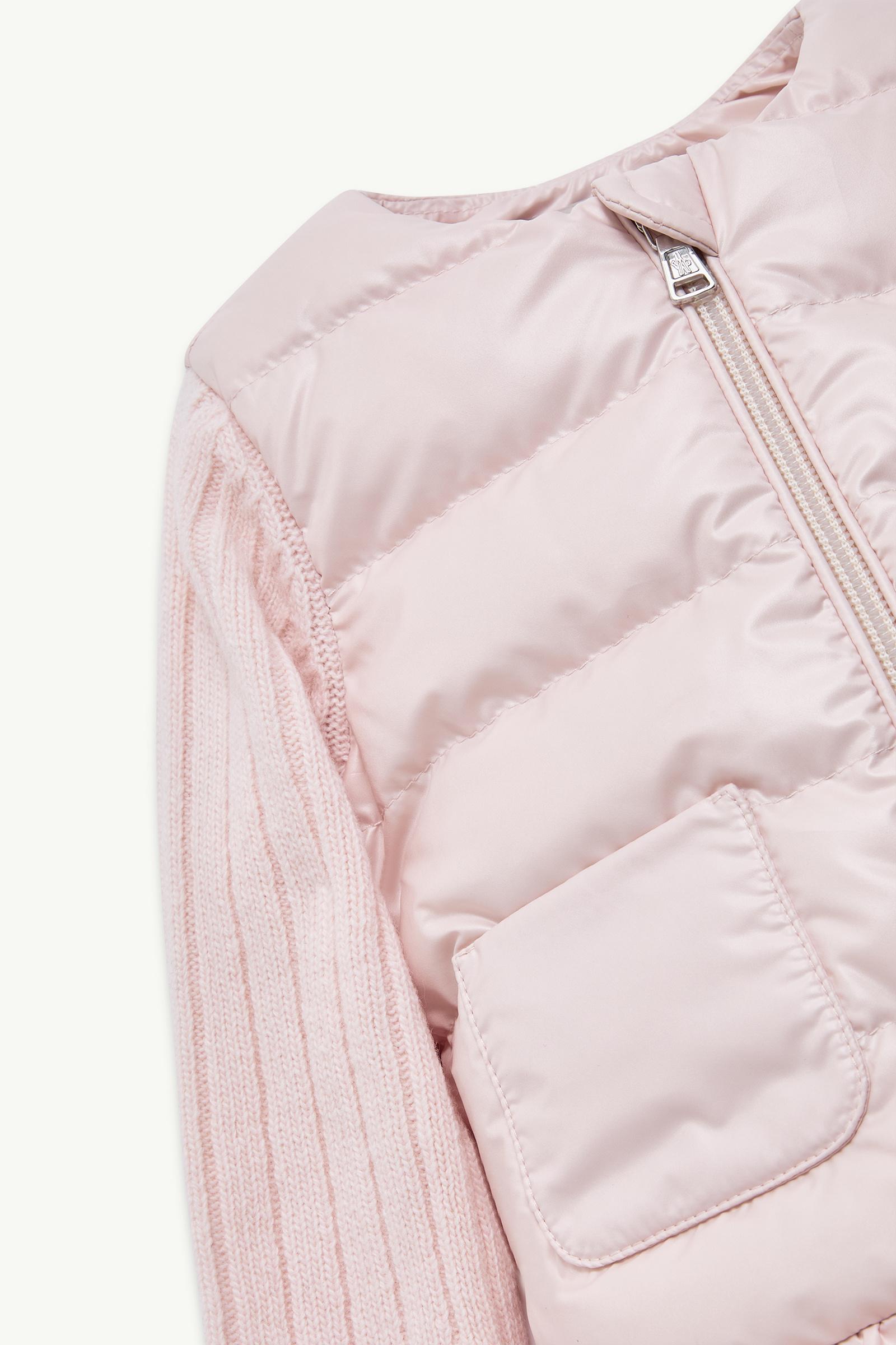 Padded Cashmere & Wool Zip-Up Cardigan Girl Light Pink Moncler 1