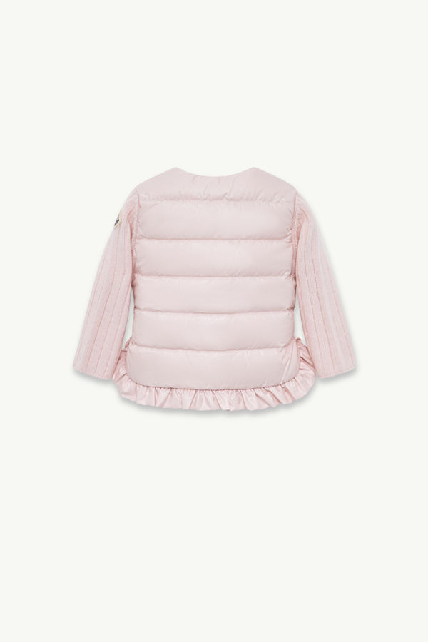 Padded Cashmere & Wool Zip-Up Cardigan Girl Light Pink Moncler 2