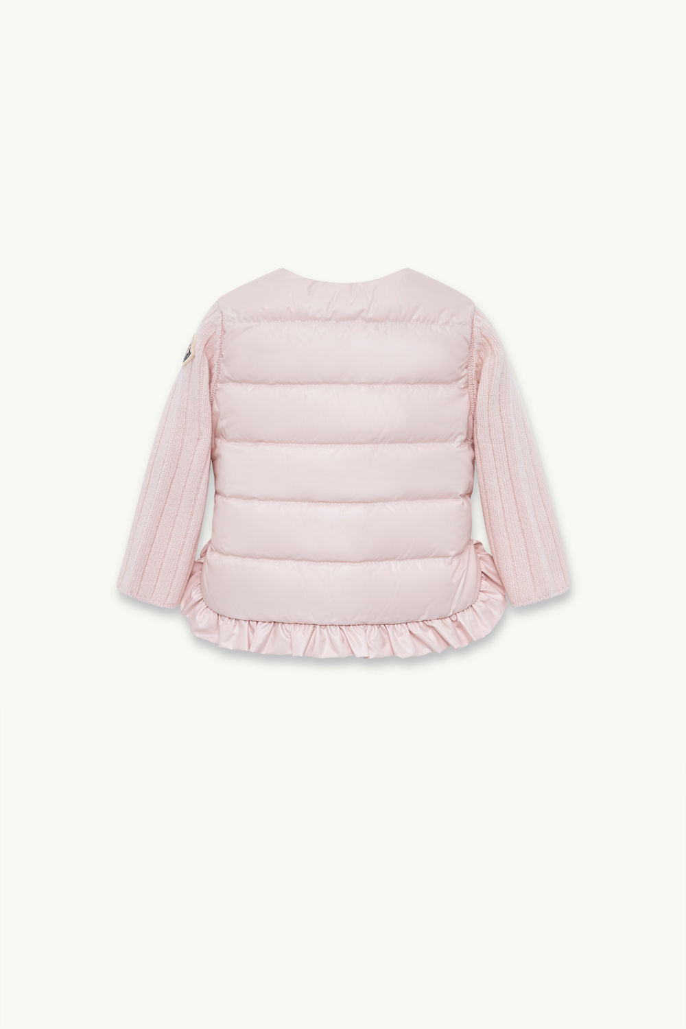 Wattierte Strickjacke aus Kaschmir und Wolle mit Reißverschluss Mädchen Hellpink Moncler 2