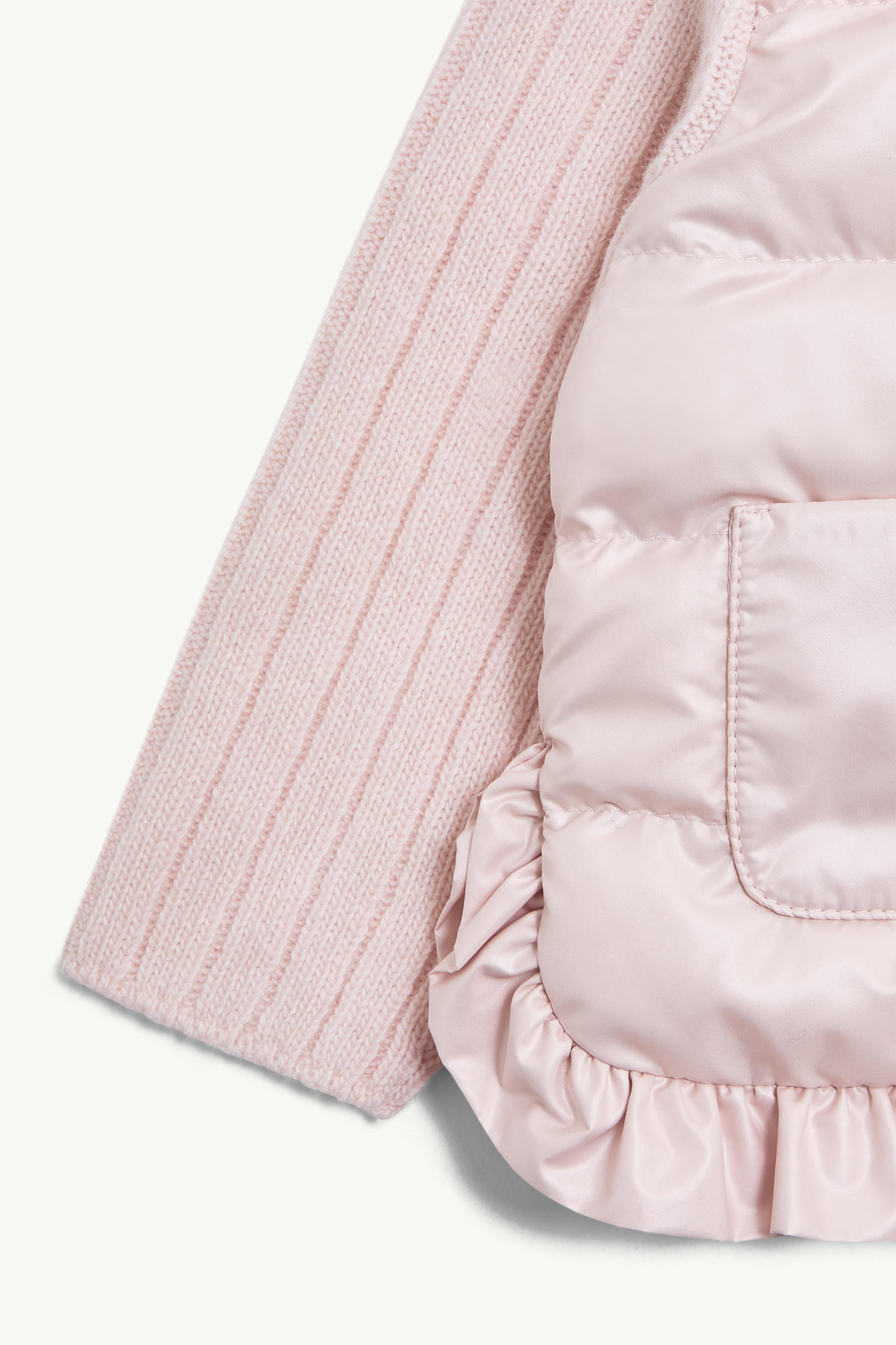 Padded Cashmere & Wool Zip-Up Cardigan Girl Light Pink Moncler 3