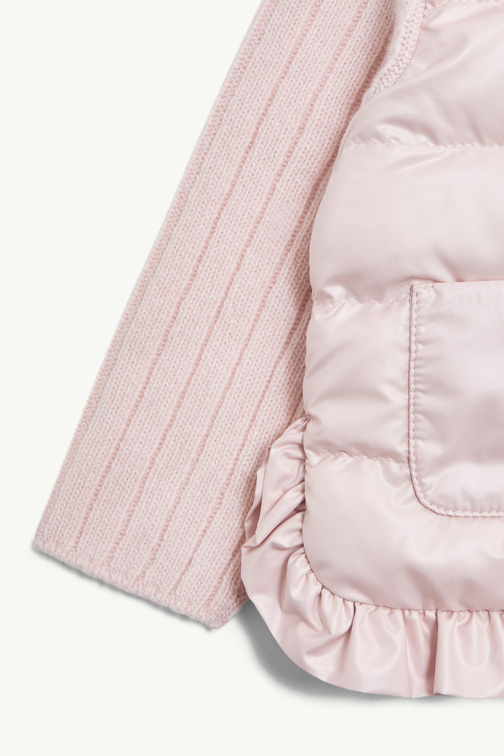 Wattierte Strickjacke aus Kaschmir und Wolle mit Reißverschluss Mädchen Hellpink Moncler 3