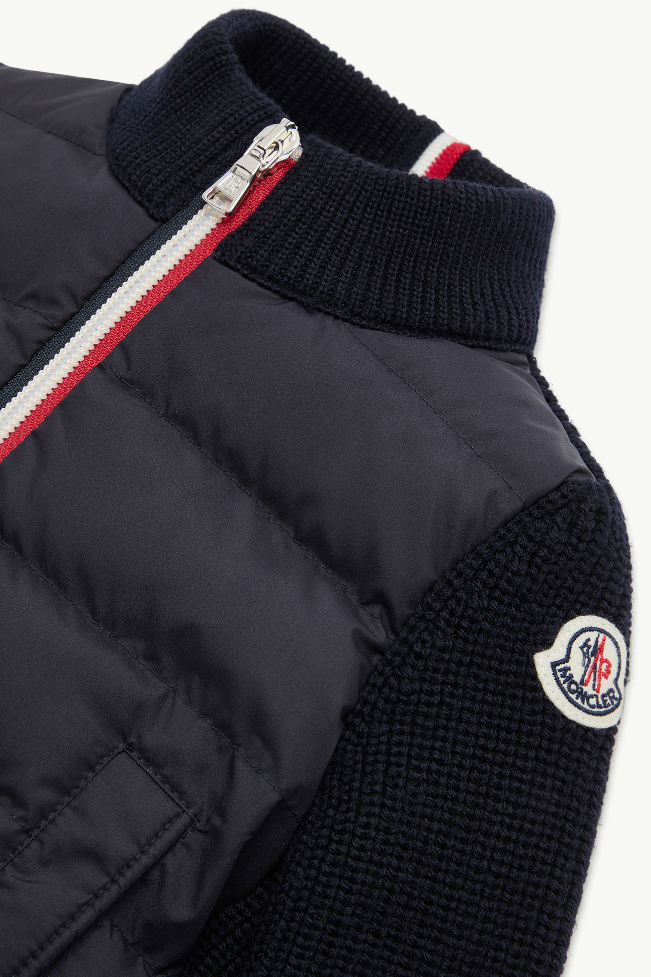 Cárdigan con cremallera de lana acolchada Niño Azul marino Moncler 1