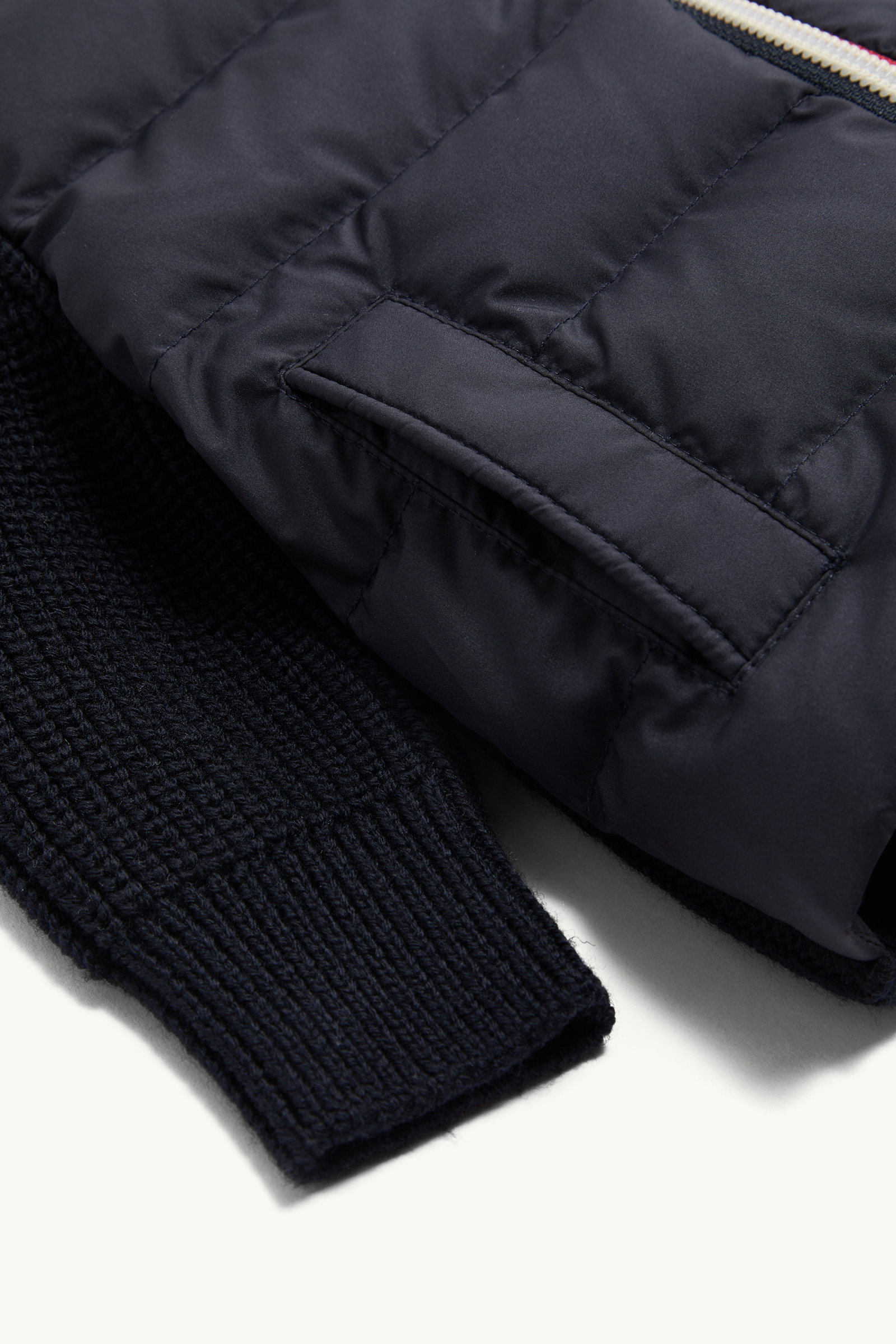Padded Wool Zip-Up Cardigan Boy Navy Blue Moncler 3