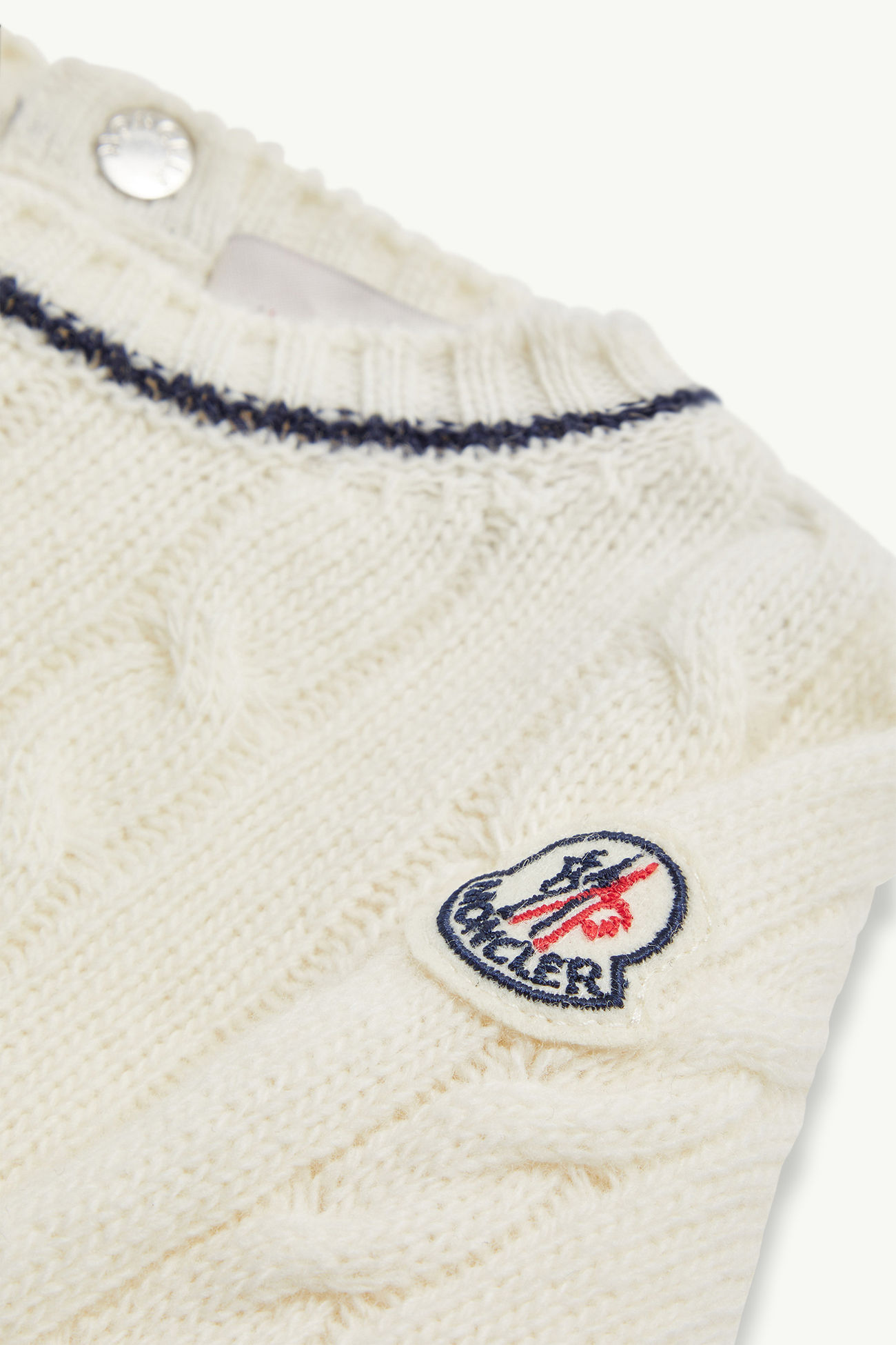 Pullover aus Wolle mit Streifenbesatz Jungen Weiß Moncler 1