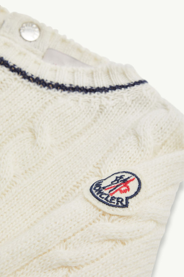 Stripe-Trimmed Wool Jumper Boy White Moncler 1