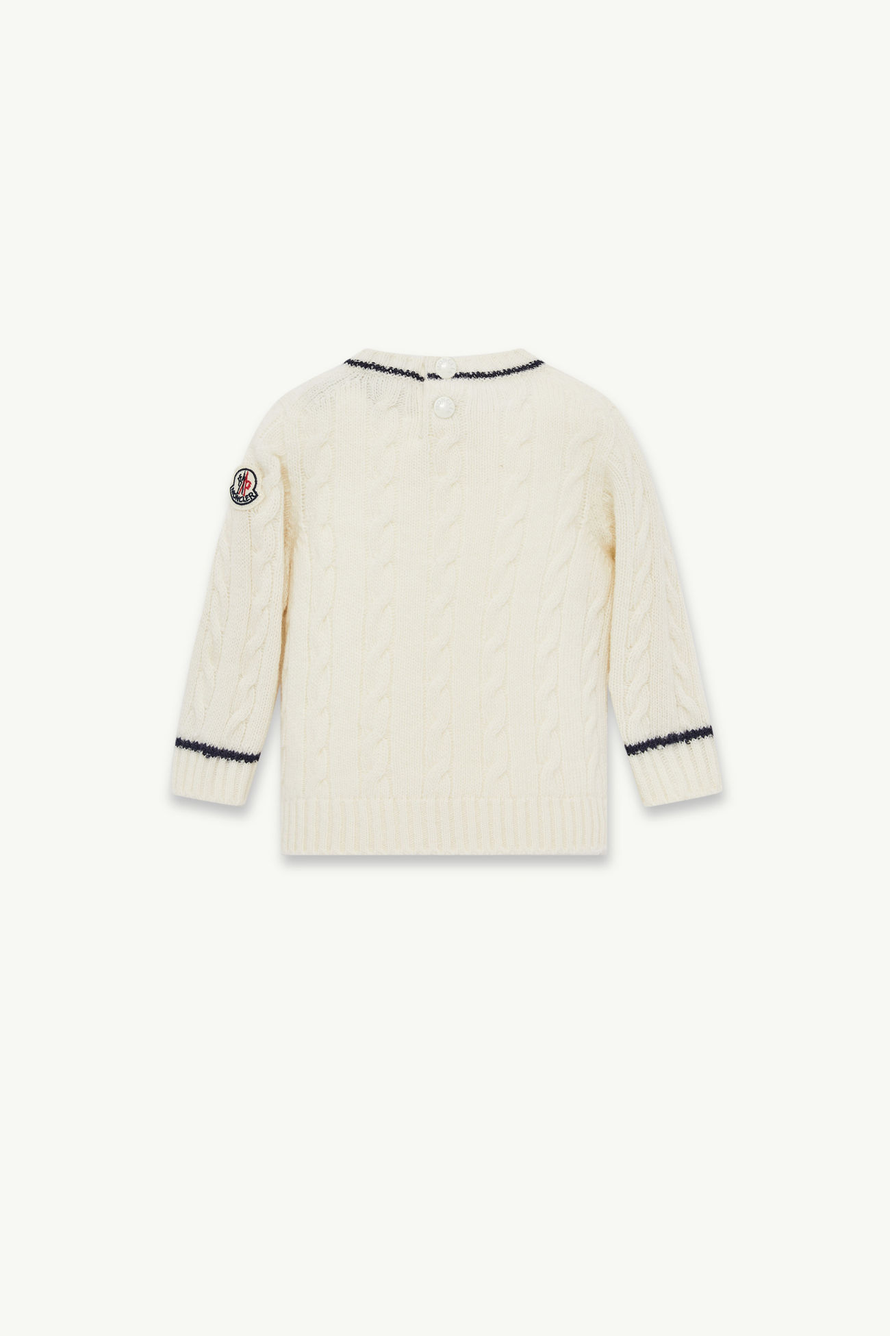 Jersey de lana con ribete a rayas Niño Blanco Moncler 2