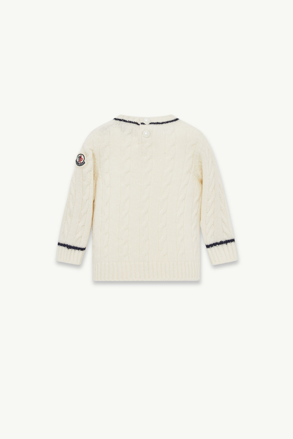 Stripe-Trimmed Wool Jumper Boy White Moncler 2