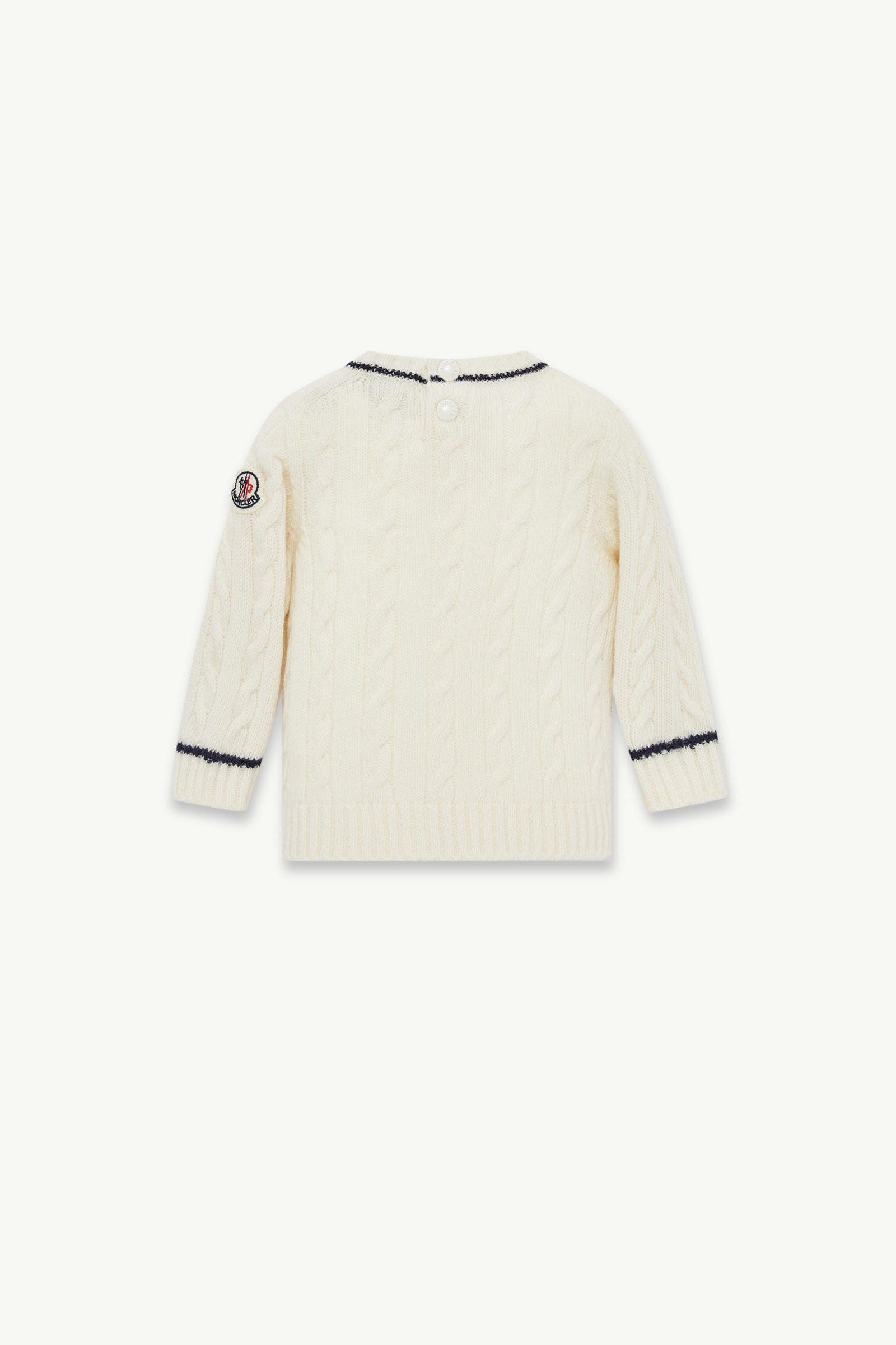 Stripe-Trimmed Wool Jumper Boy White Moncler 2