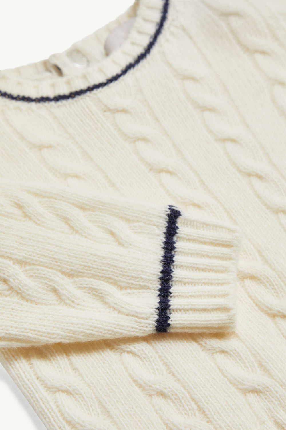 Stripe-Trimmed Wool Jumper Boy White Moncler 3