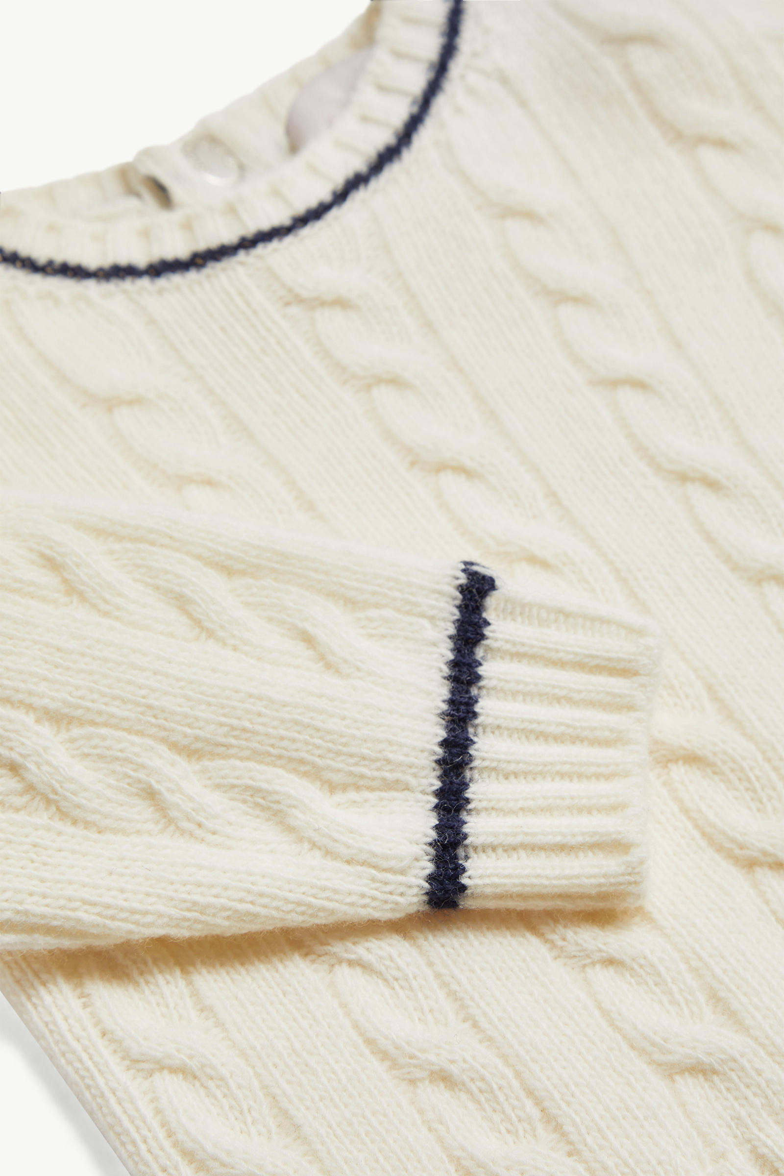 Stripe-Trimmed Wool Jumper Boy White Moncler 3