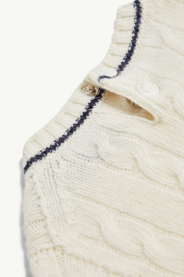 Stripe-Trimmed Wool Jumper Boy White Moncler 4
