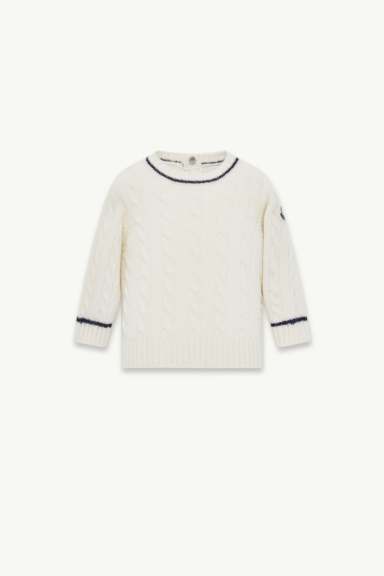Stripe-Trimmed Wool Sweater Boy White Moncler 0