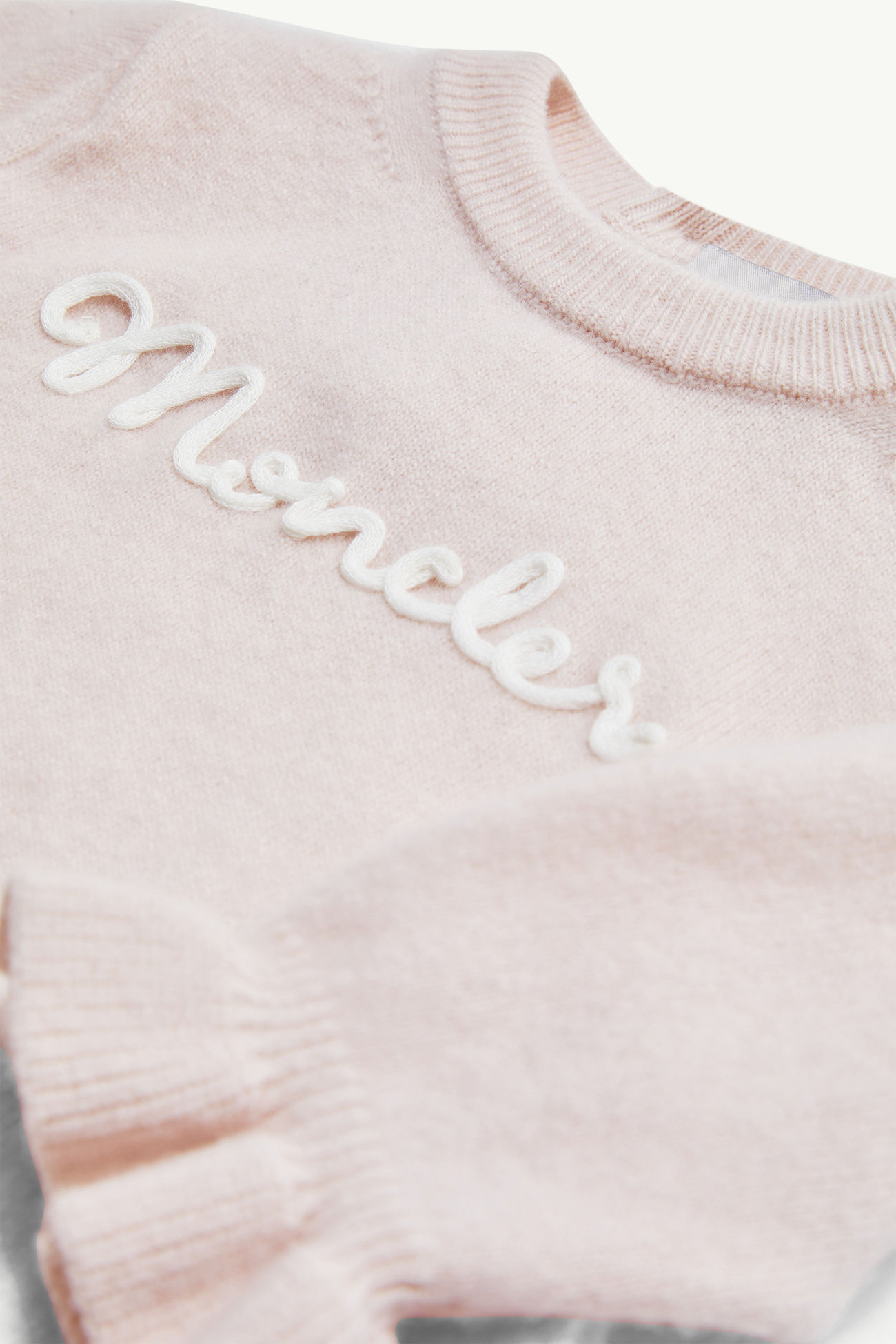 Conjunto de lana y cachemira con volantes Niña Rosado claro Moncler 3