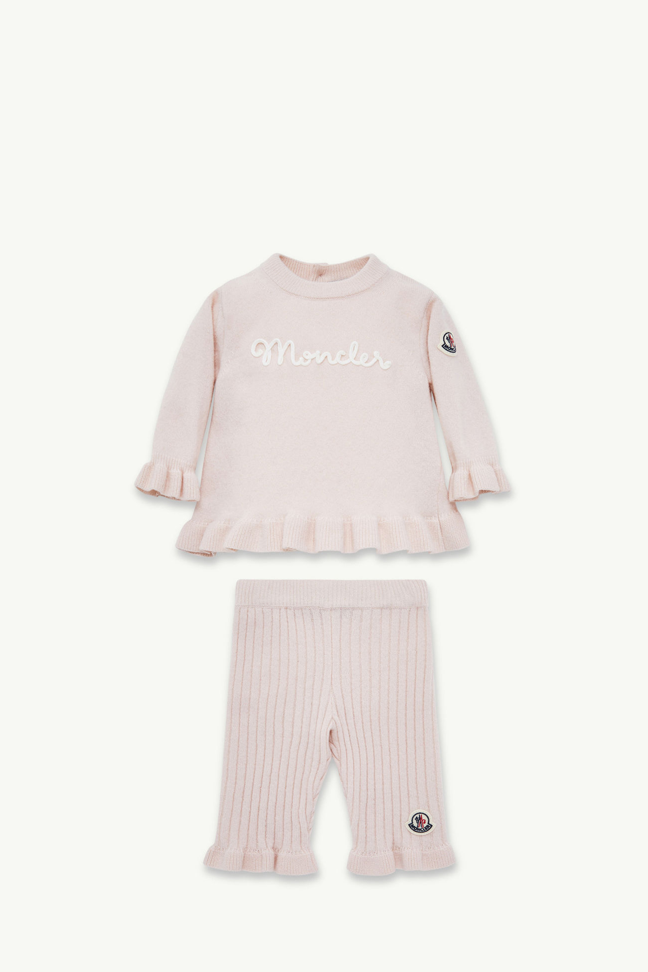 Gerüschtes Set aus Wolle und Kaschmir Mädchen Hellpink Moncler 0