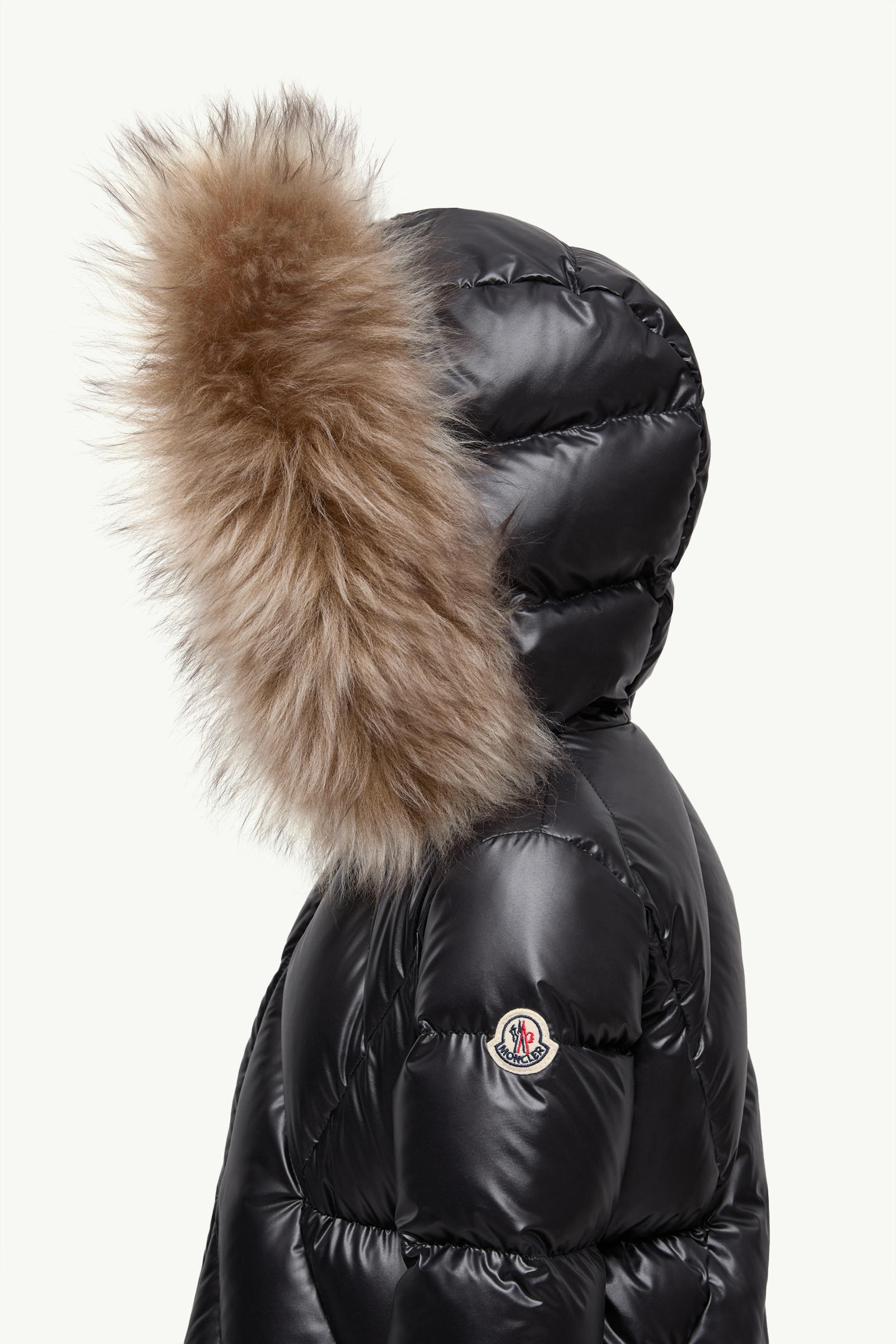 Domas Shearling-Trimmed Hooded Down Jacket Girl Black & Beige Moncler 2
