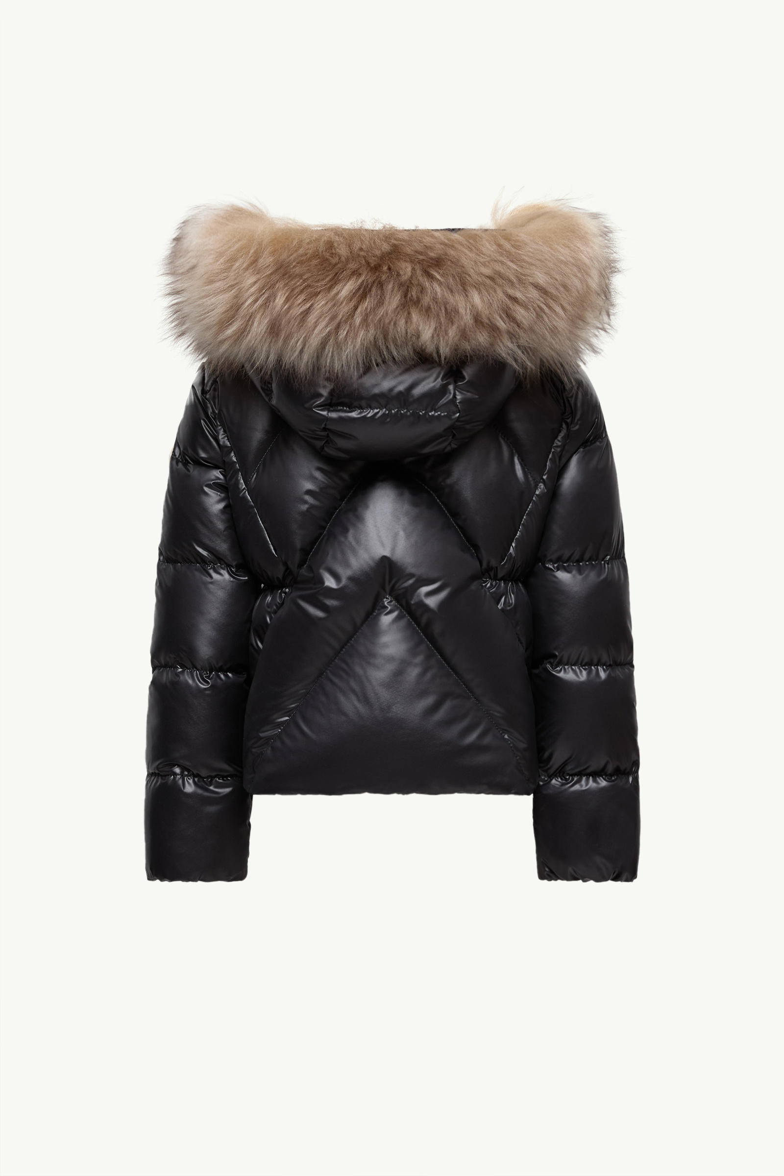 Domas Shearling-Trimmed Hooded Down Jacket Girl Black & Beige Moncler 3