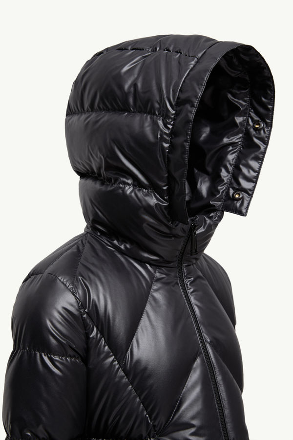 Domas Daunenjacke mit Kapuze und Shearlingbesatz Mädchen Schwarz & Beige Moncler 4