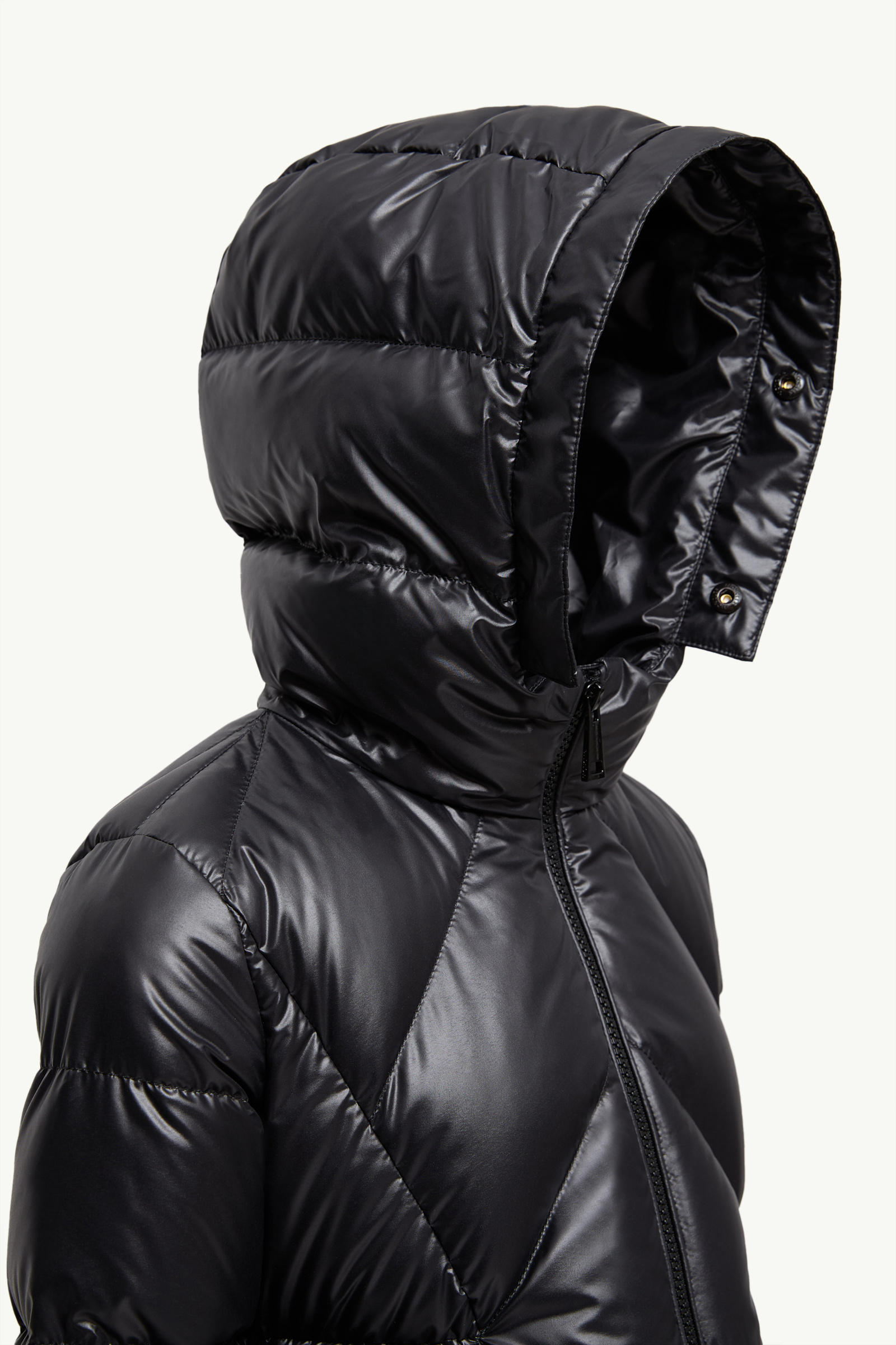 Domas Shearling-Trimmed Hooded Down Jacket Girl Black & Beige Moncler 4