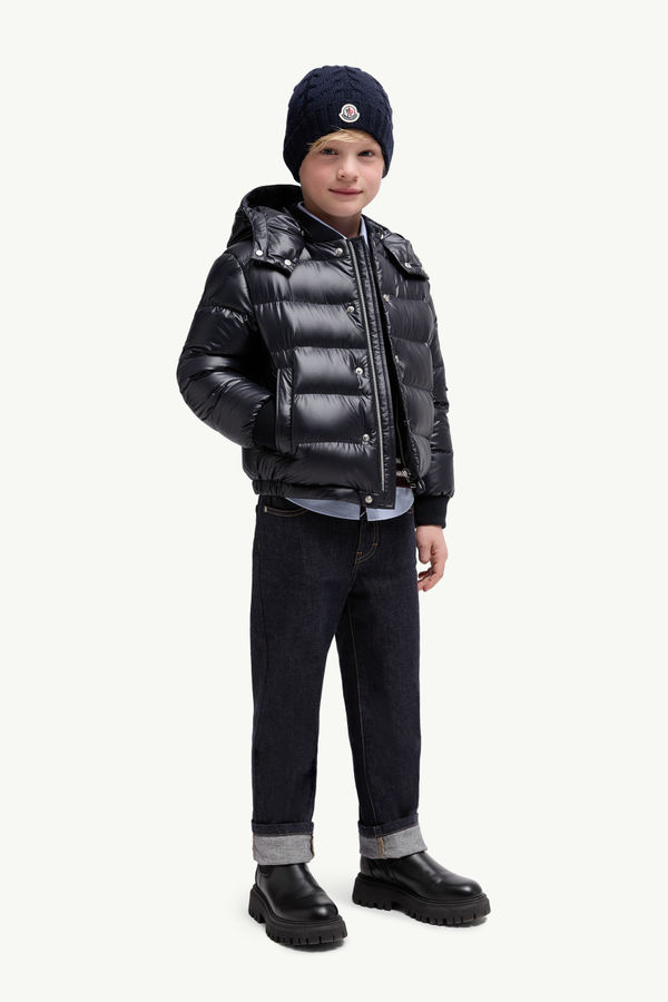 Manaem Hooded Down Jacket Boy Navy Blue Moncler 1
