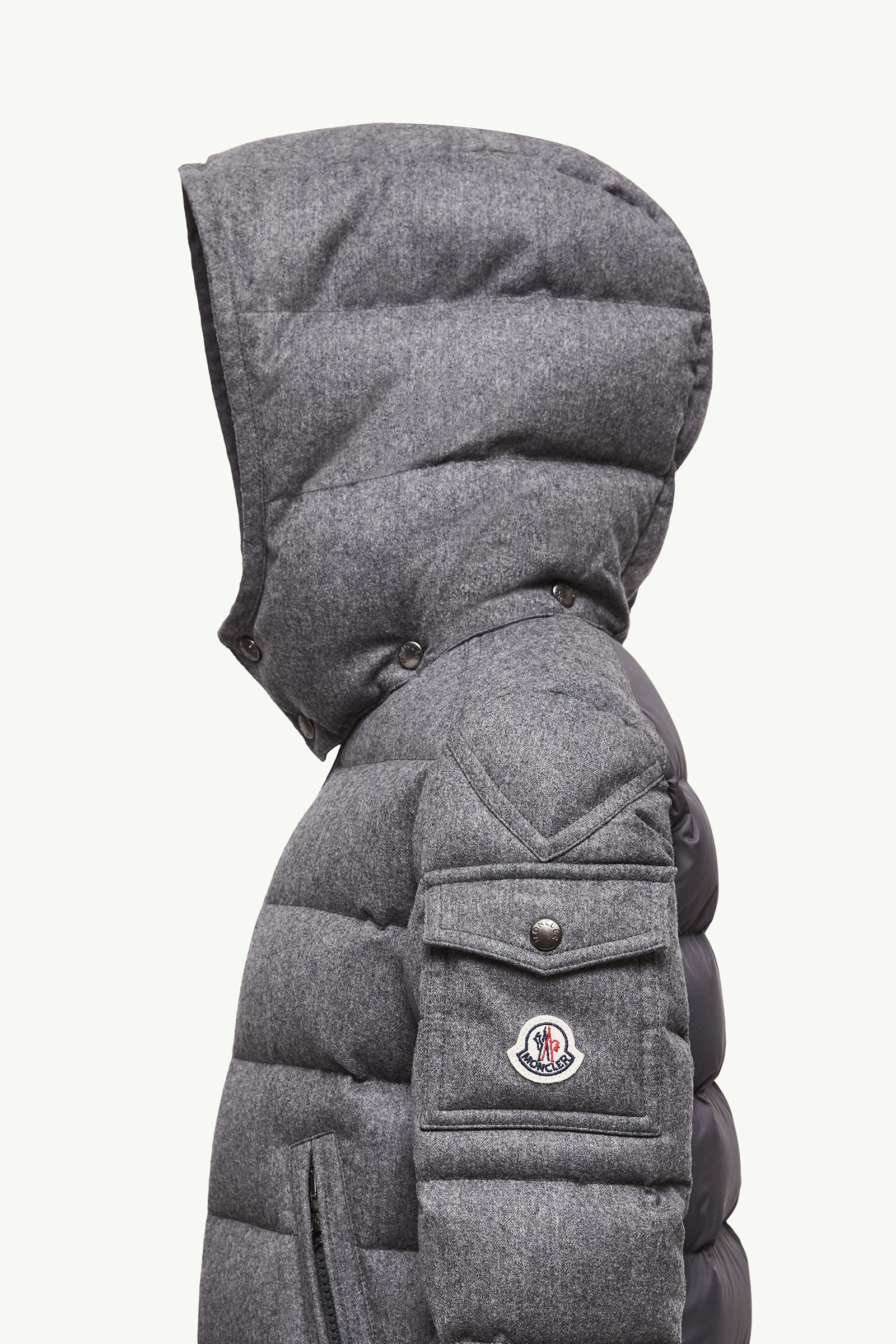 Dark Gray Montgenevre Hooded Wool Down Jacket - Down Jackets