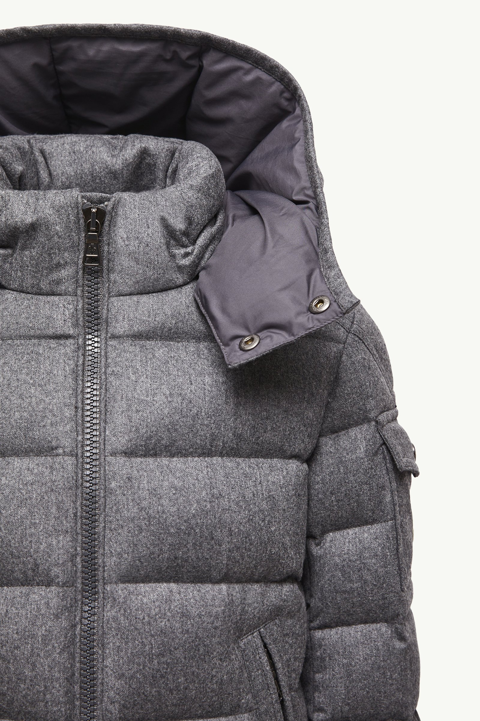 Dark Gray Montgenevre Hooded Wool Down Jacket - Down Jackets