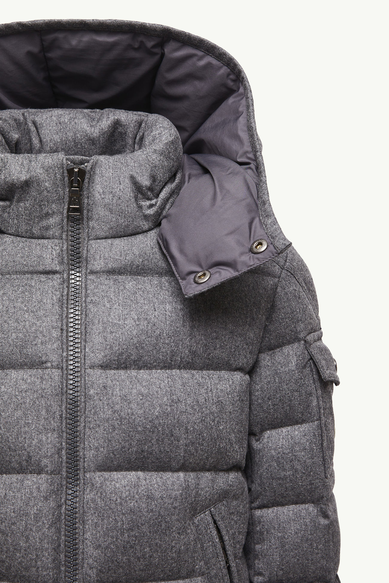 Montgenevre Hooded Wool Down Jacket Boy Dark Grey Moncler 4