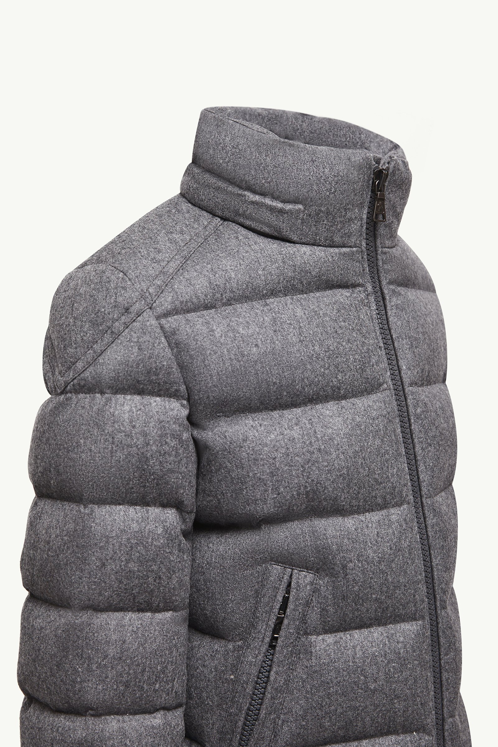 Dark Grey Montgenevre Hooded Wool Down Jacket - Down Jackets