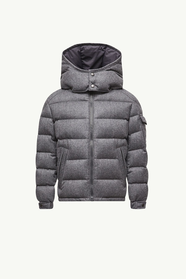 Montgenevre Hooded Wool Down Jacket Boy Dark Gray Moncler 0