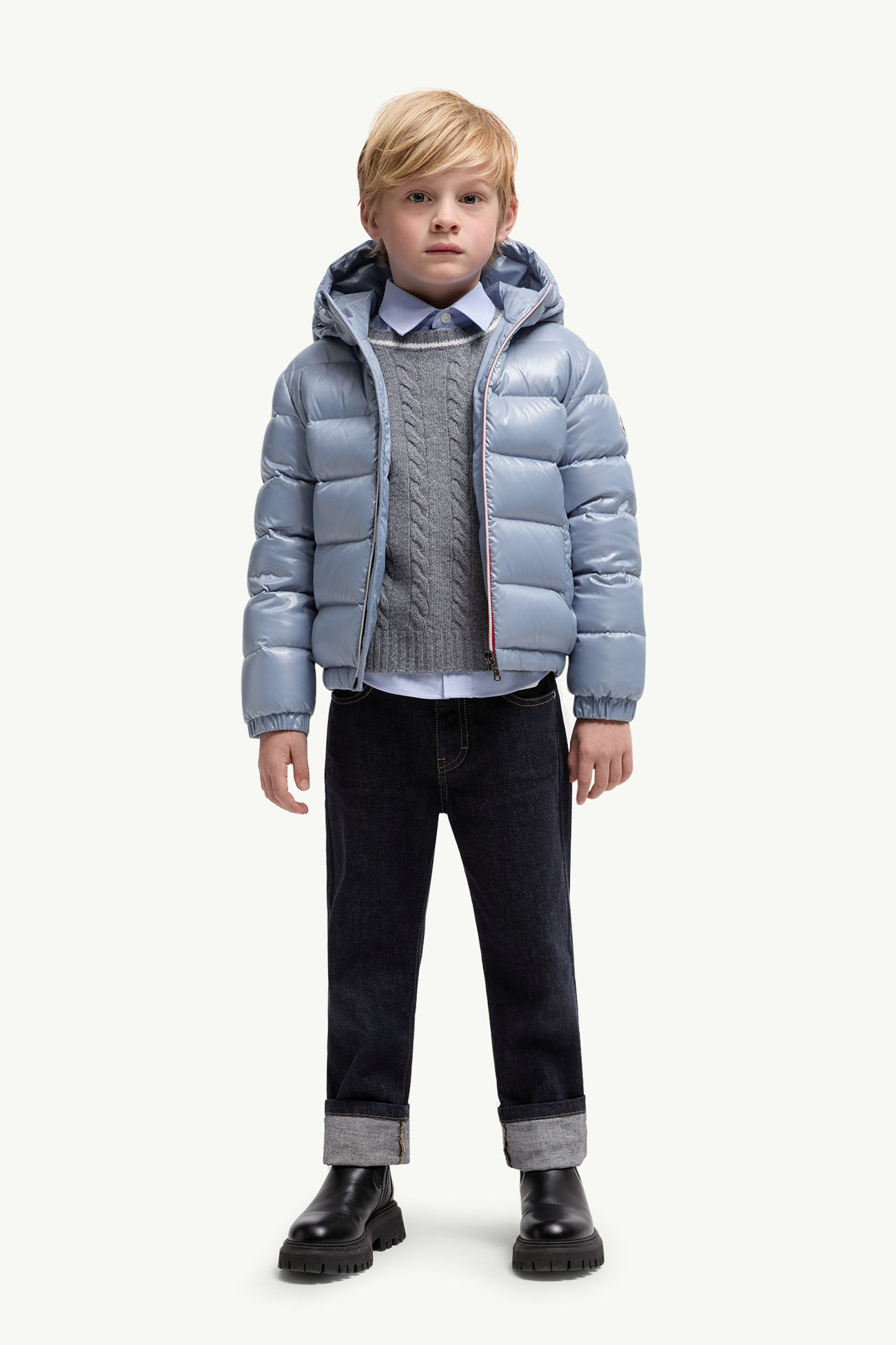 New Aubert連帽羽絨外套 男童 淺藍色 Moncler 1