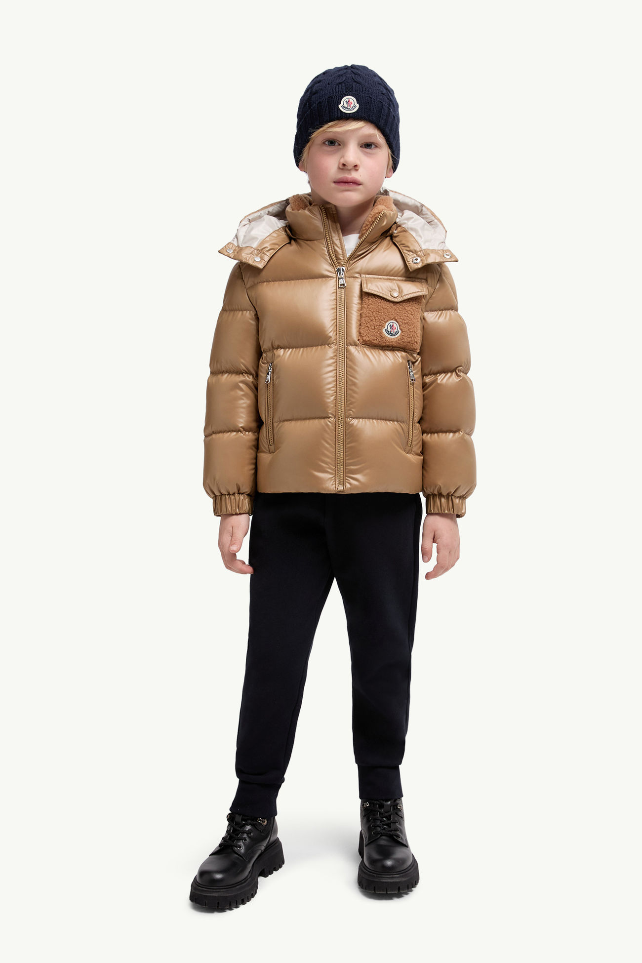 Yule連帽羽絨外套 男童 米色 Moncler 1