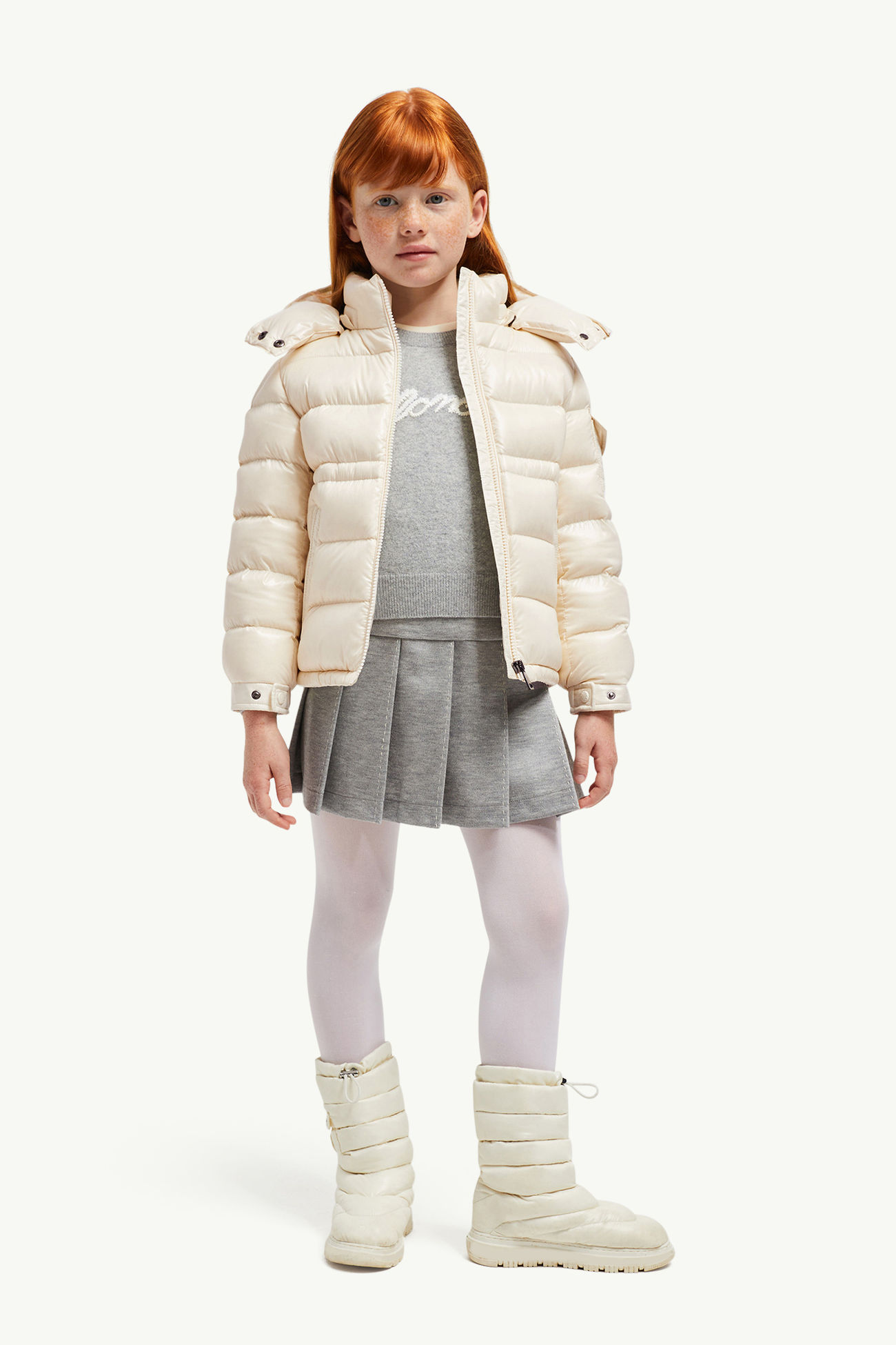Maire連帽羽絨外套 女童 白色 Moncler 1