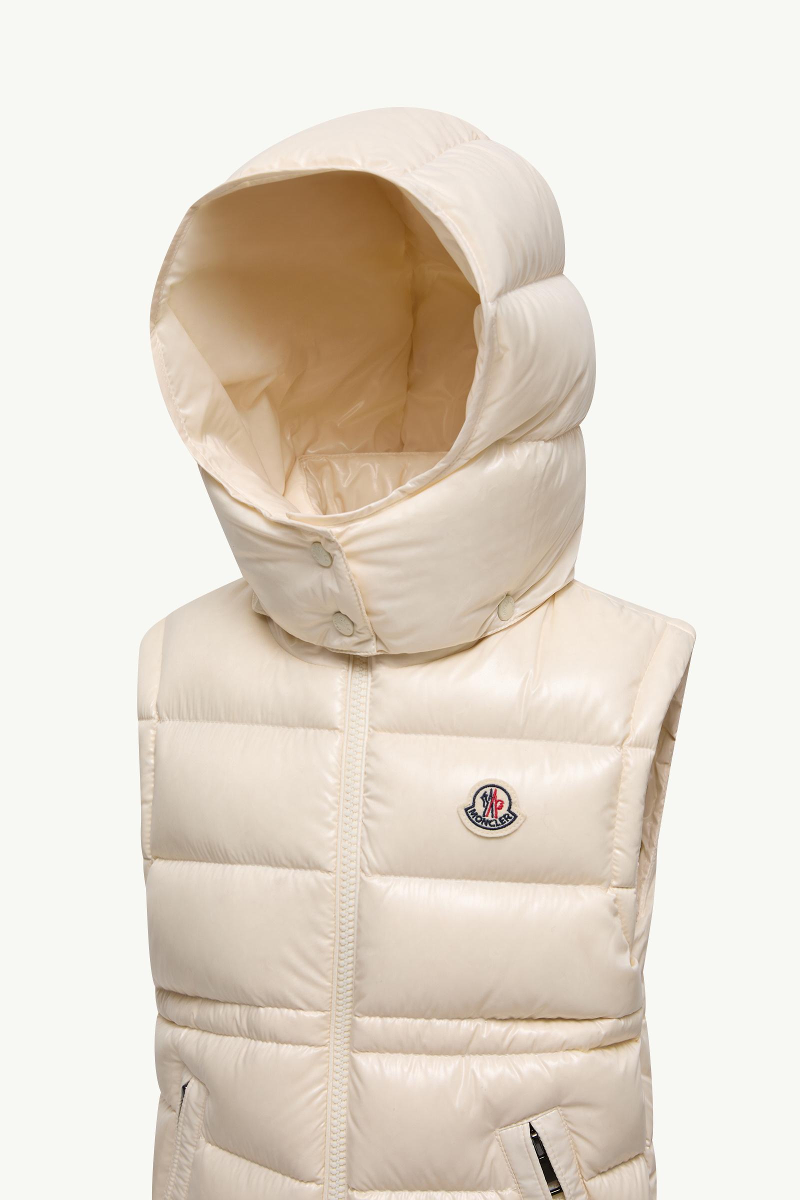 MONCLER ARLETTE GILET ジレ　ベスト　フレア　ホワイト MONCLER Arquest padded quilted faux fur and shell down gilet