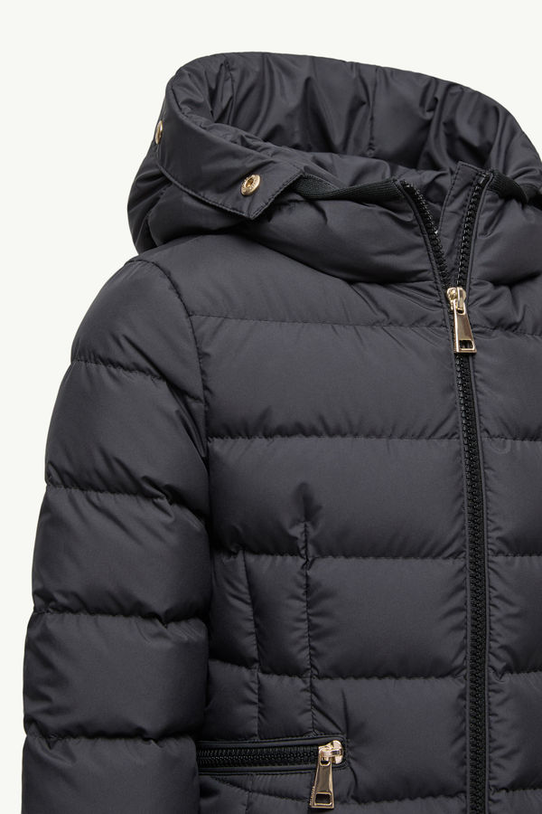 Boedette Hooded Shearling-Trimmed Down Jacket Girl Black Moncler 3