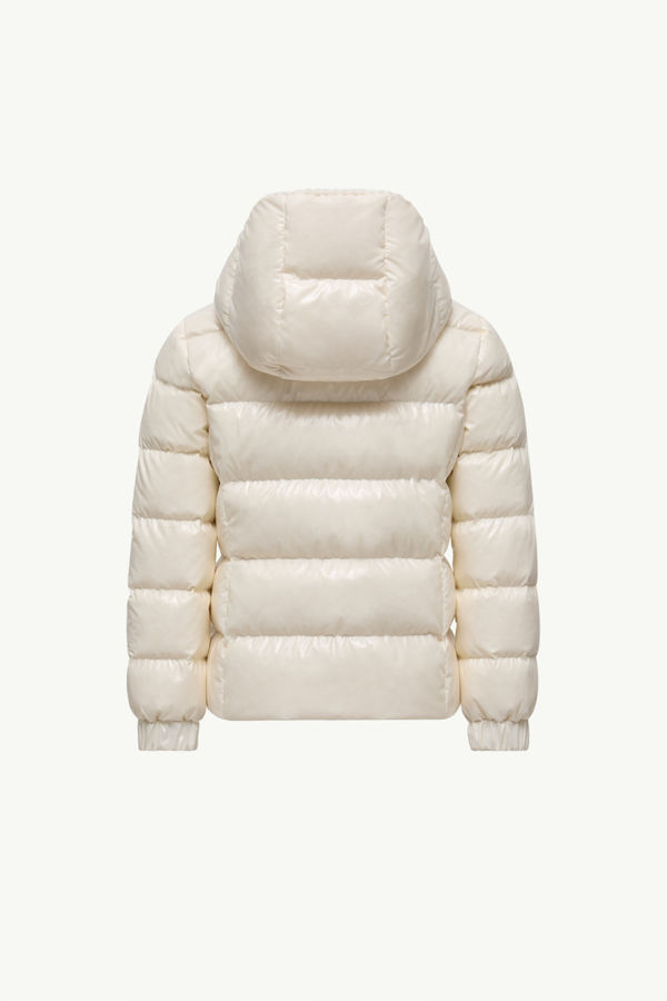 Glareins Daunenjacke mit Kapuze und geflochtenem Besatz Mädchen Weiß Moncler 3